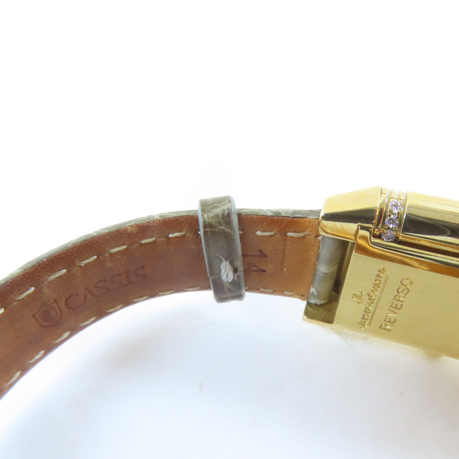 JAEGER-LECOULTRE Reverso Duetto18K黃金/鱷魚皮革手錶自動機芯銀色#15.25cm