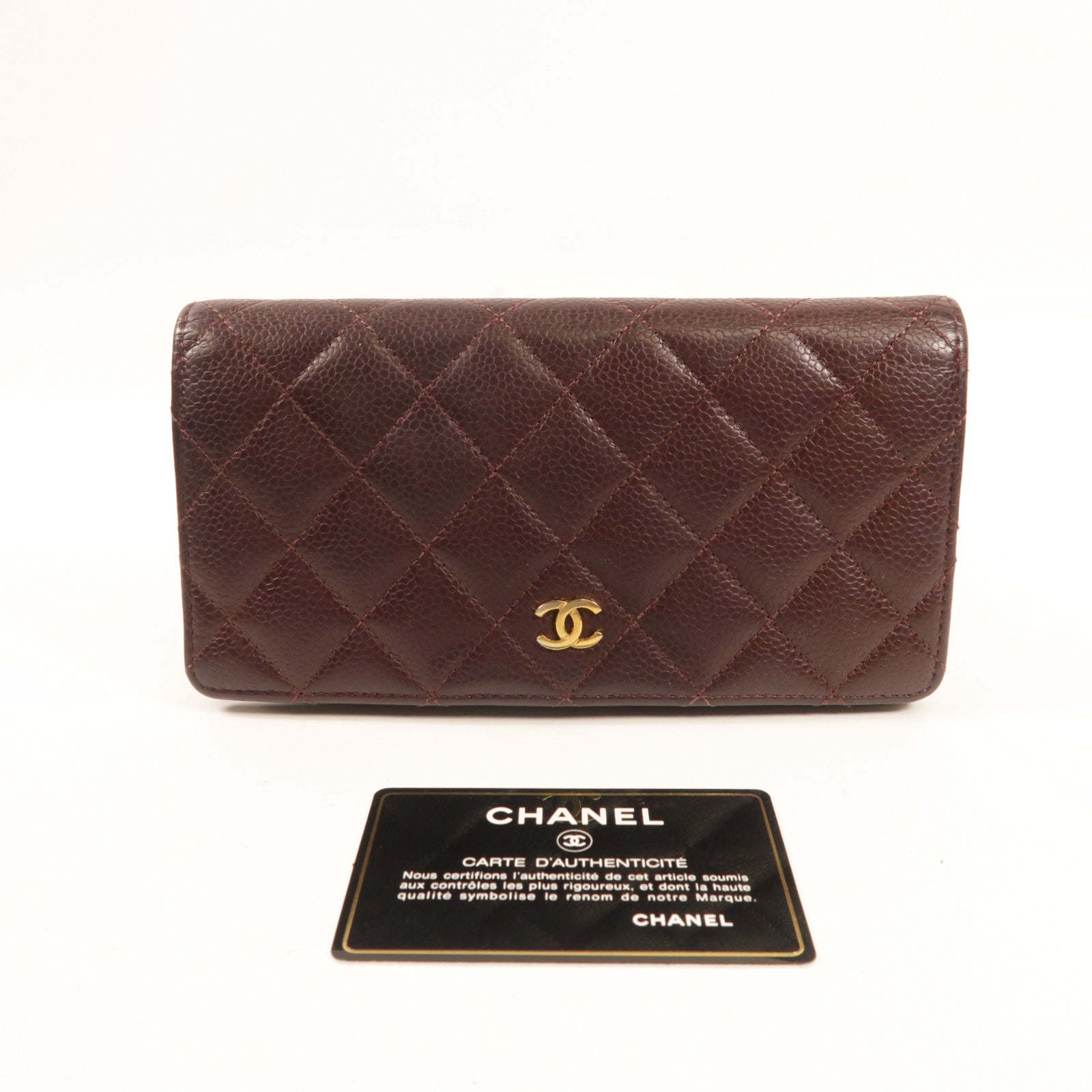 CHANEL 牛皮皮革Flap Wallet金扣長錢包