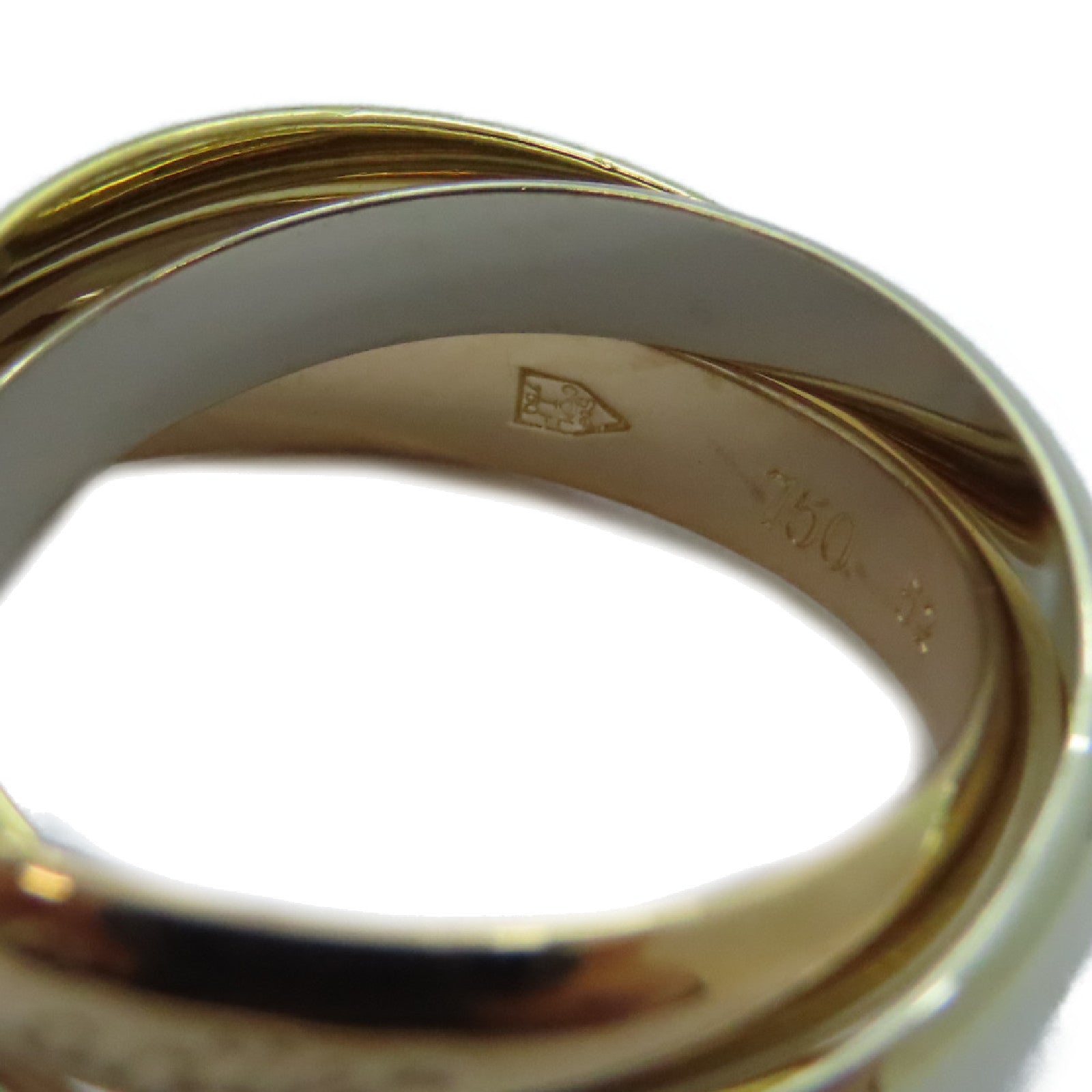 CARTIER 18K黃金/白金/玫瑰金Trinity戒指US#6/Cartier#52