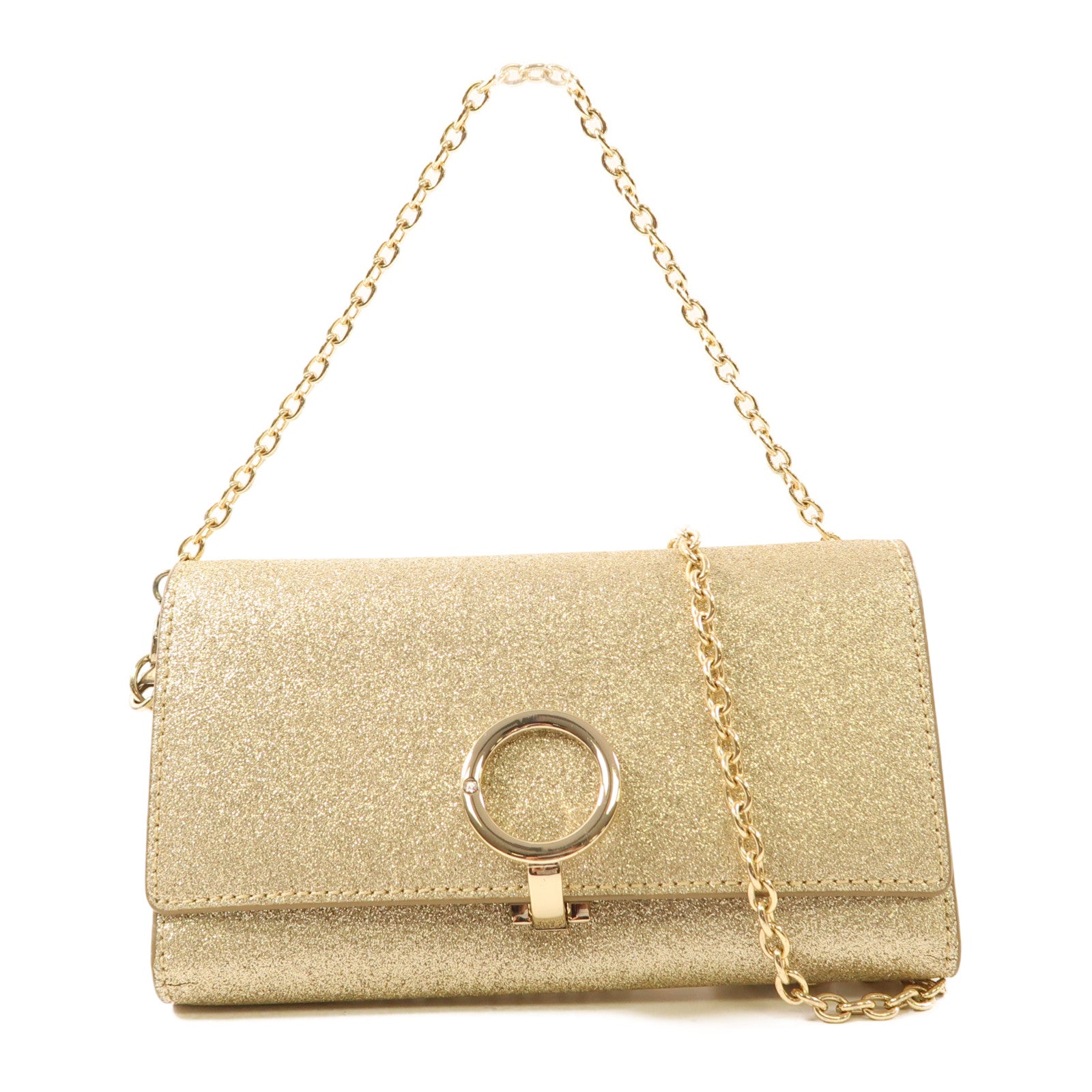 ANTEPRIMA GHW 2 Way Phone Holder Bag Calfskin Leather Gold