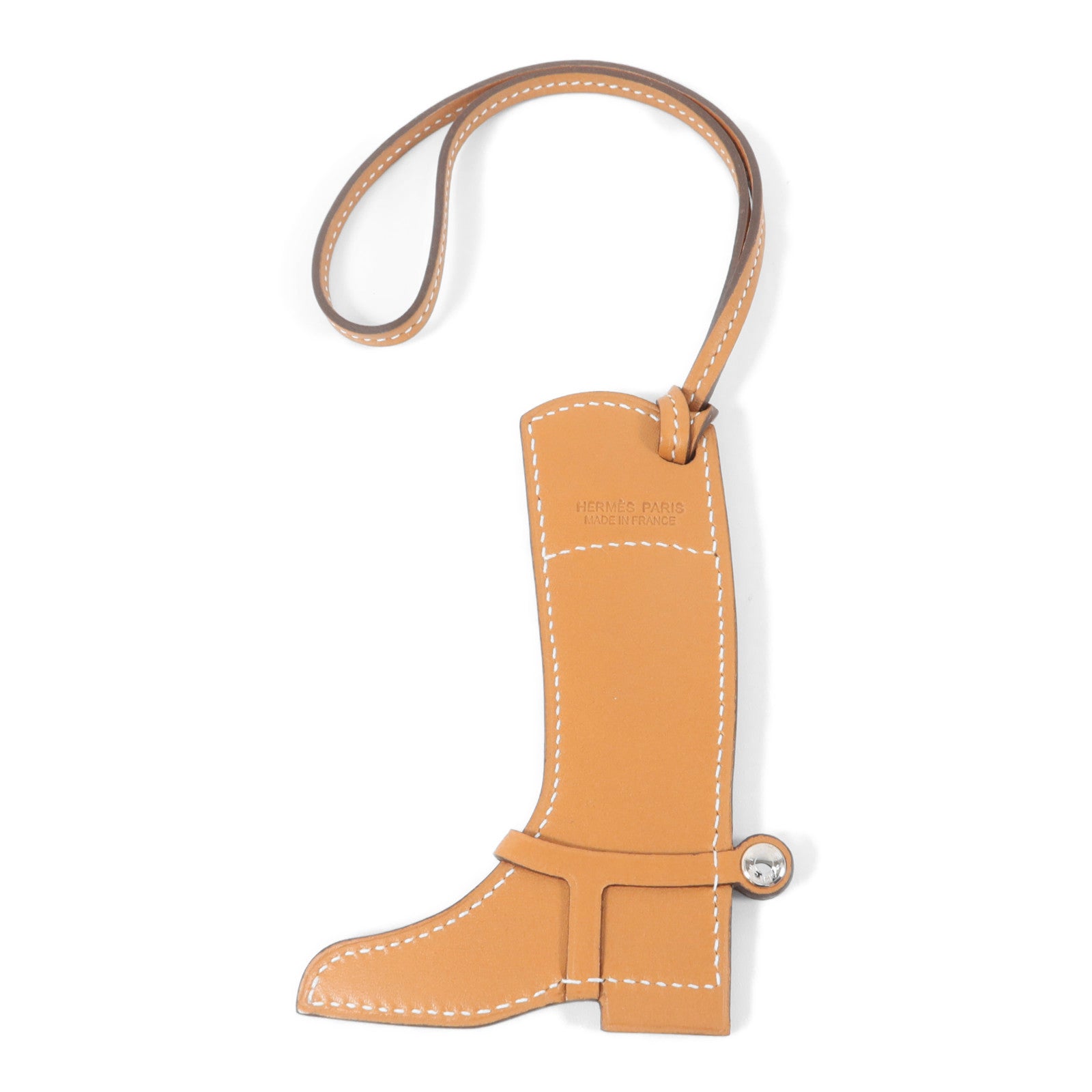 HERMES Swift皮革Paddock Boot Charm掛飾Gold/Bleu Frida
