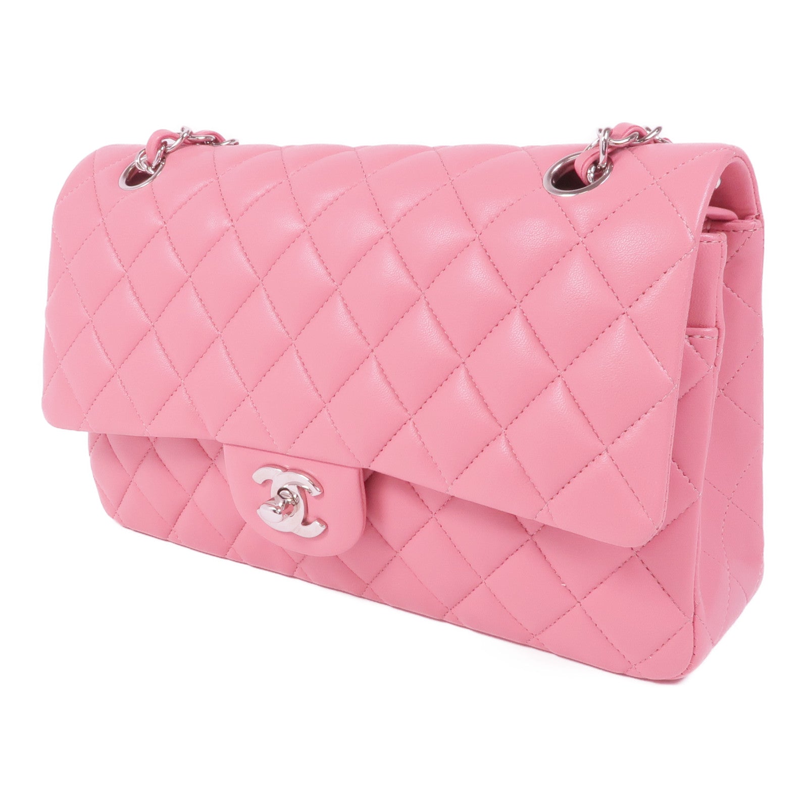 CHANEL 羊皮皮革Classic 25銀扣鏈帶肩背袋