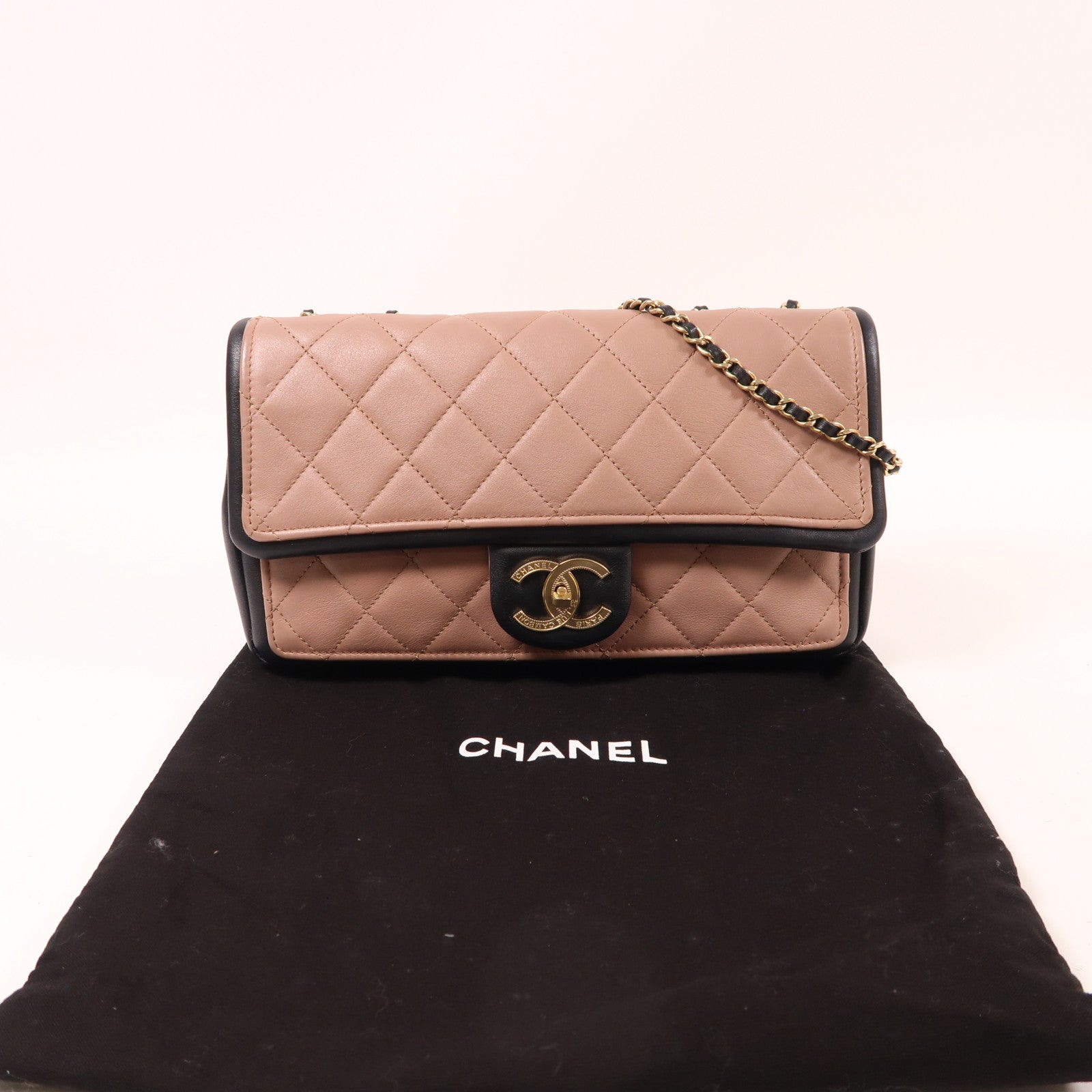 CHANEL CC GHW Chain Shoulder Bag Calfskin Leather