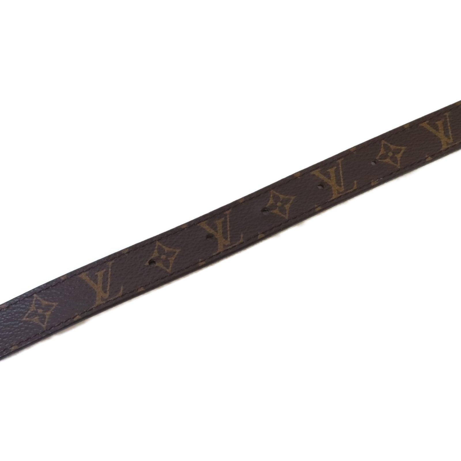 LOUIS VUITTON Monogram Belt金扣皮帶啡色