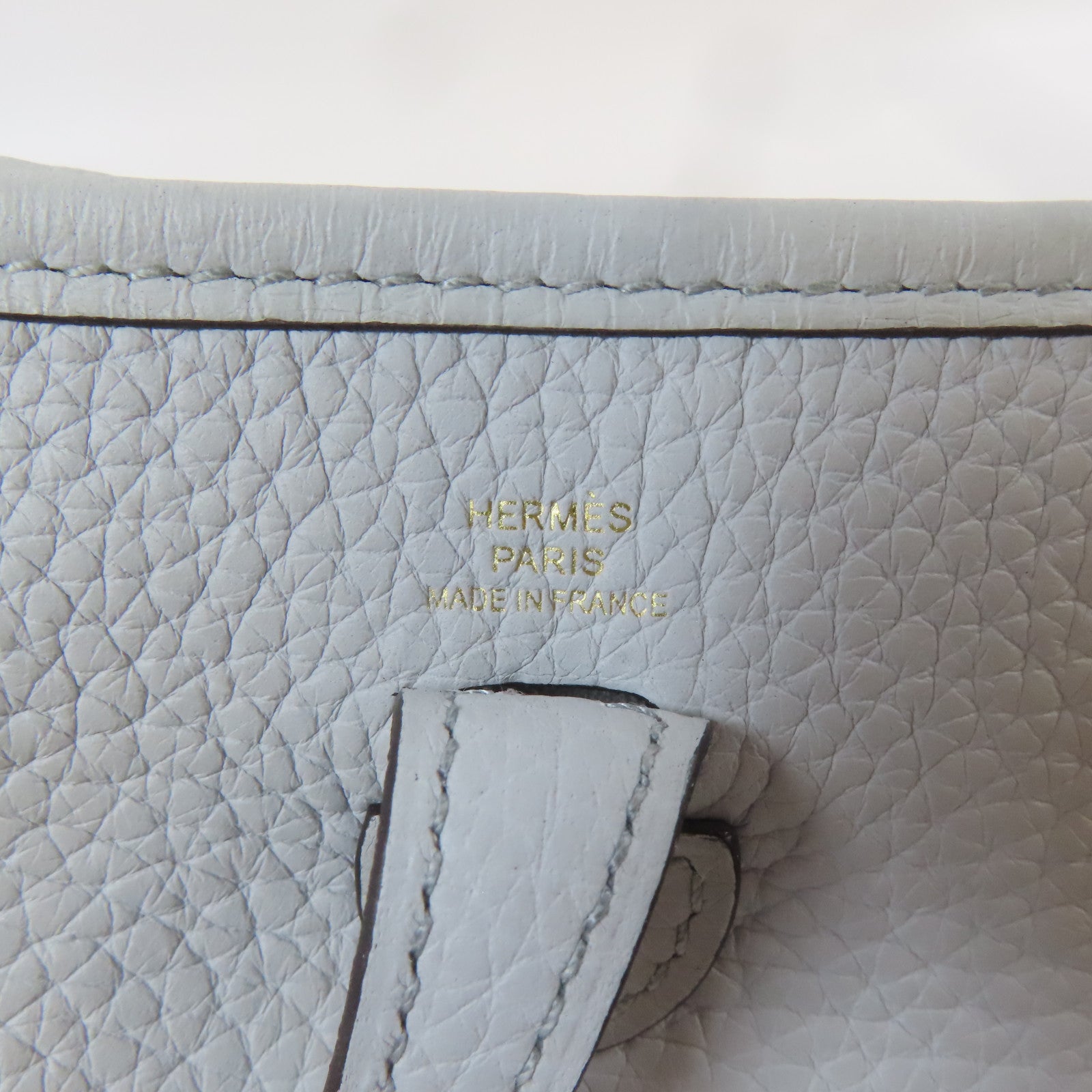 HERMES Clemence皮革Evelyne TPM金扣肩背袋Bleu Azur/藍色