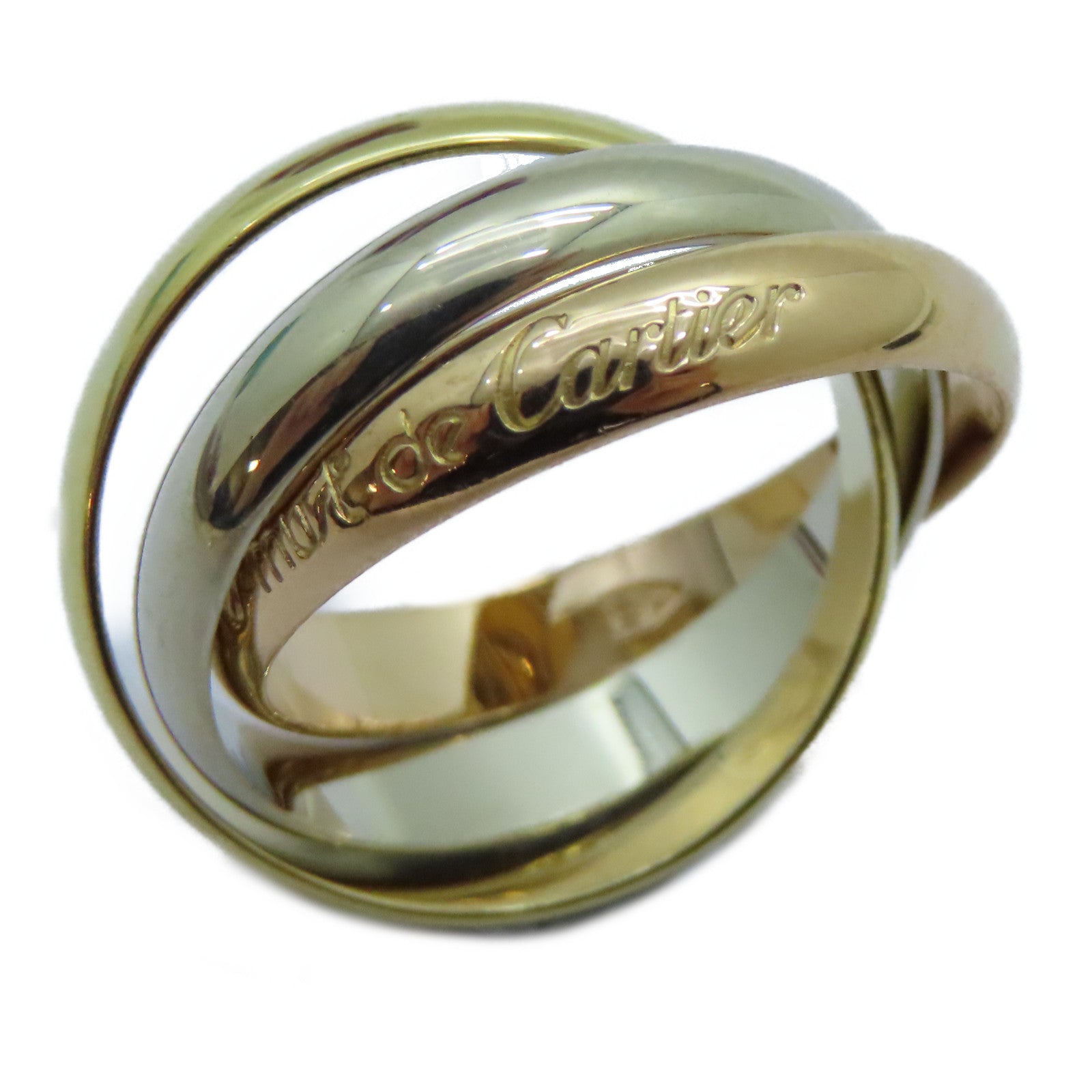 CARTIER 18K黃金/白金/玫瑰金Trinity戒指US#6/Cartier#52