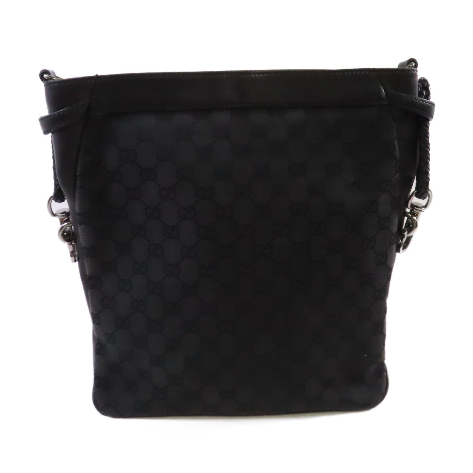 GUCCI 【激減優惠】GG帆布Shoulder Bag銀扣肩背袋黑色