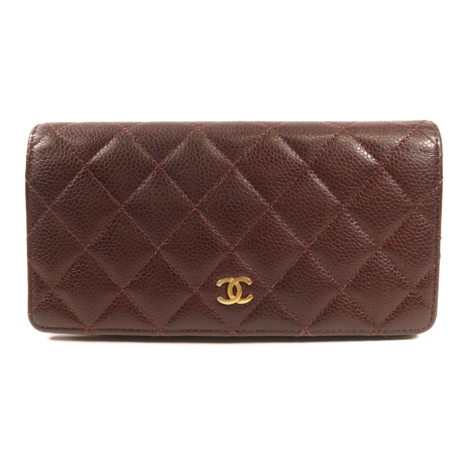 CHANEL 牛皮皮革Flap Wallet金扣長錢包