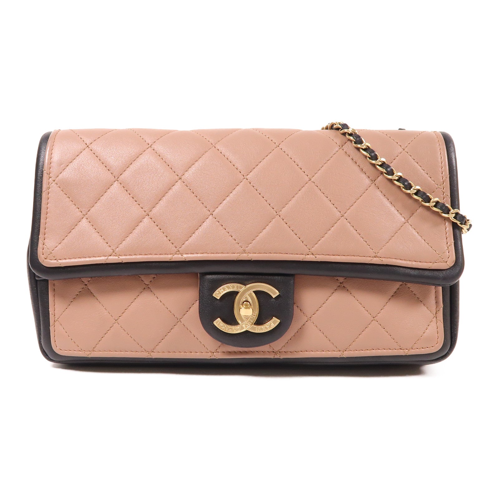 CHANEL CC GHW Chain Shoulder Bag Calfskin Leather