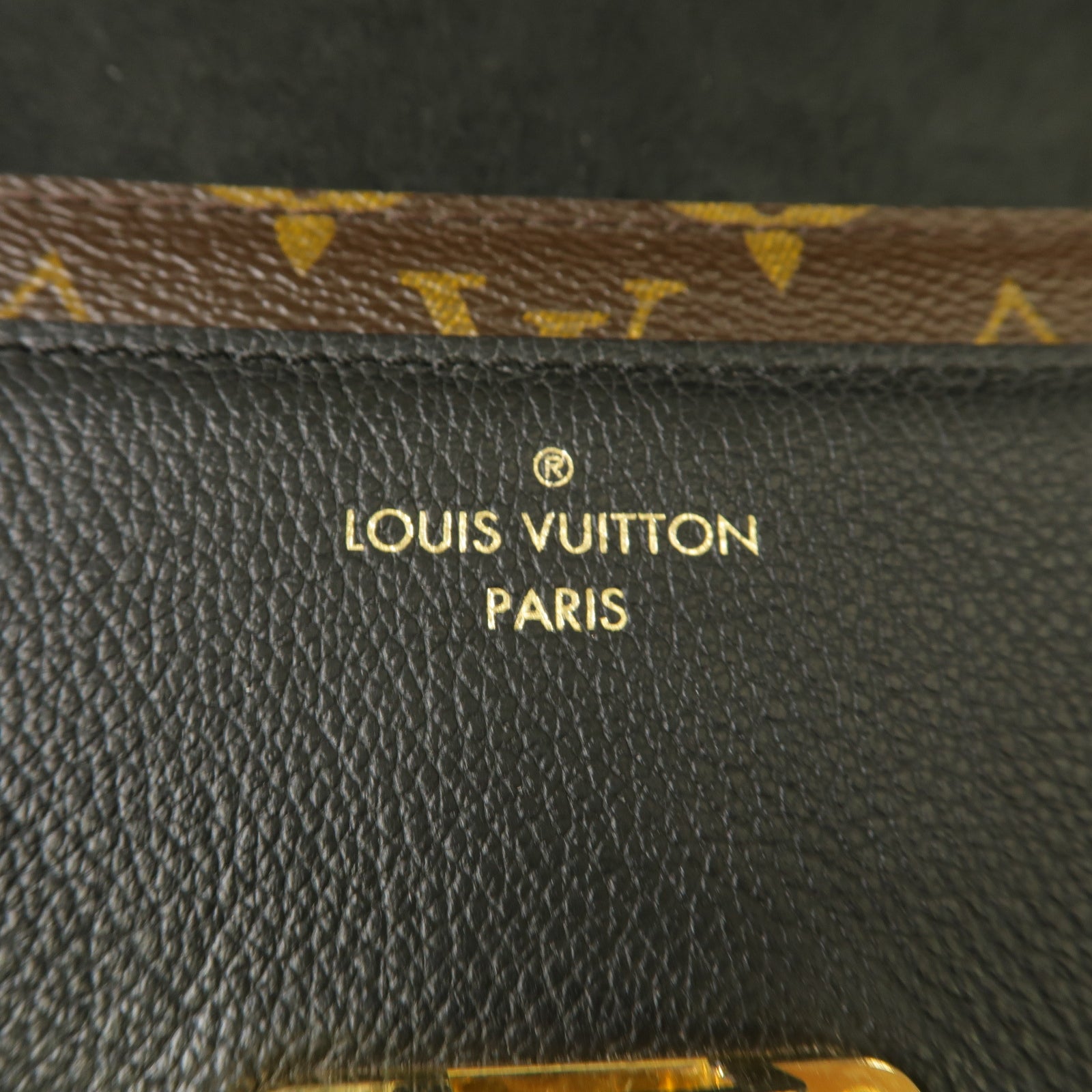 LOUIS VUITTON Monogram Victoire金扣鏈帶肩背袋棕色/黒色