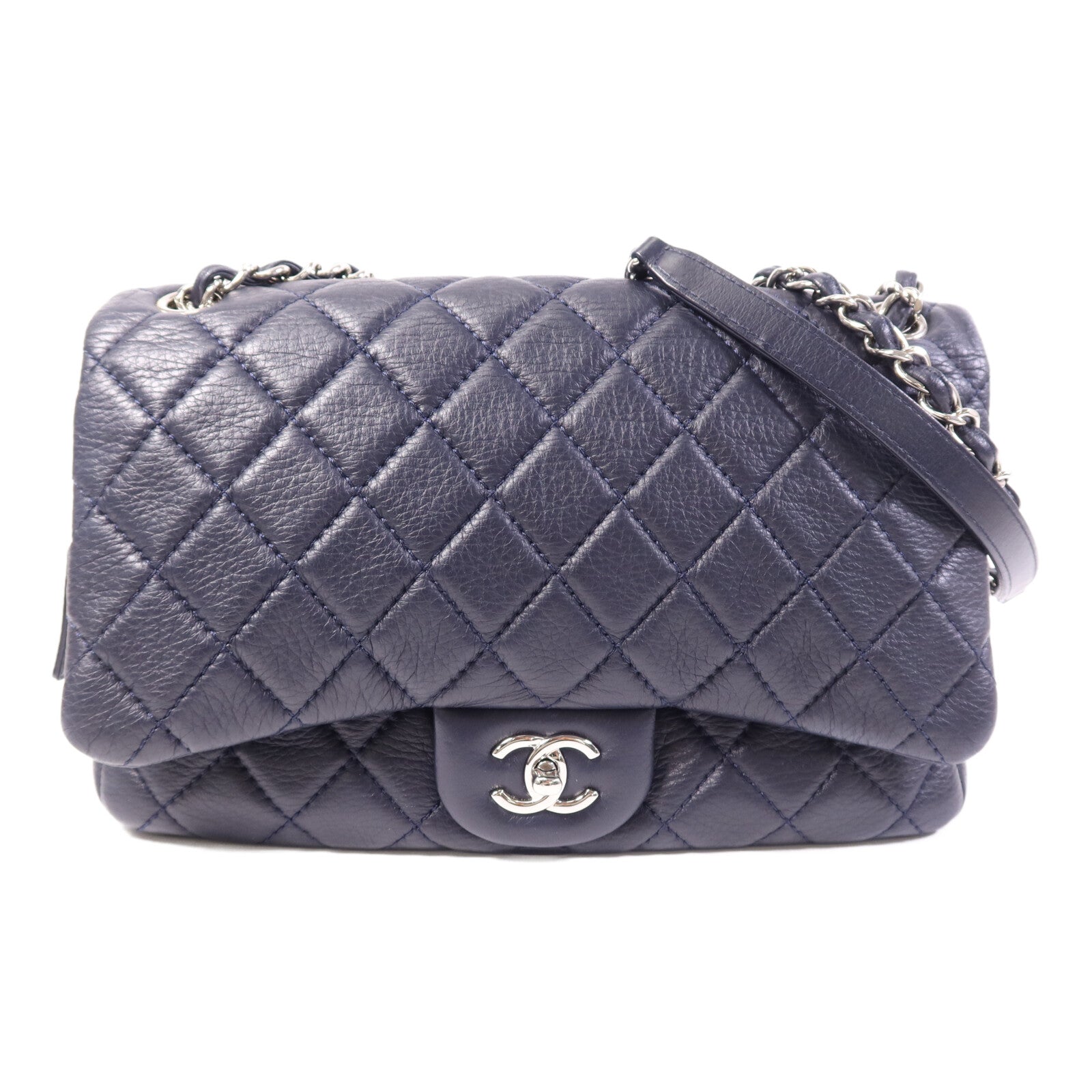 CHANEL 牛皮皮革Shoulder Bag銀扣鏈帶肩背袋