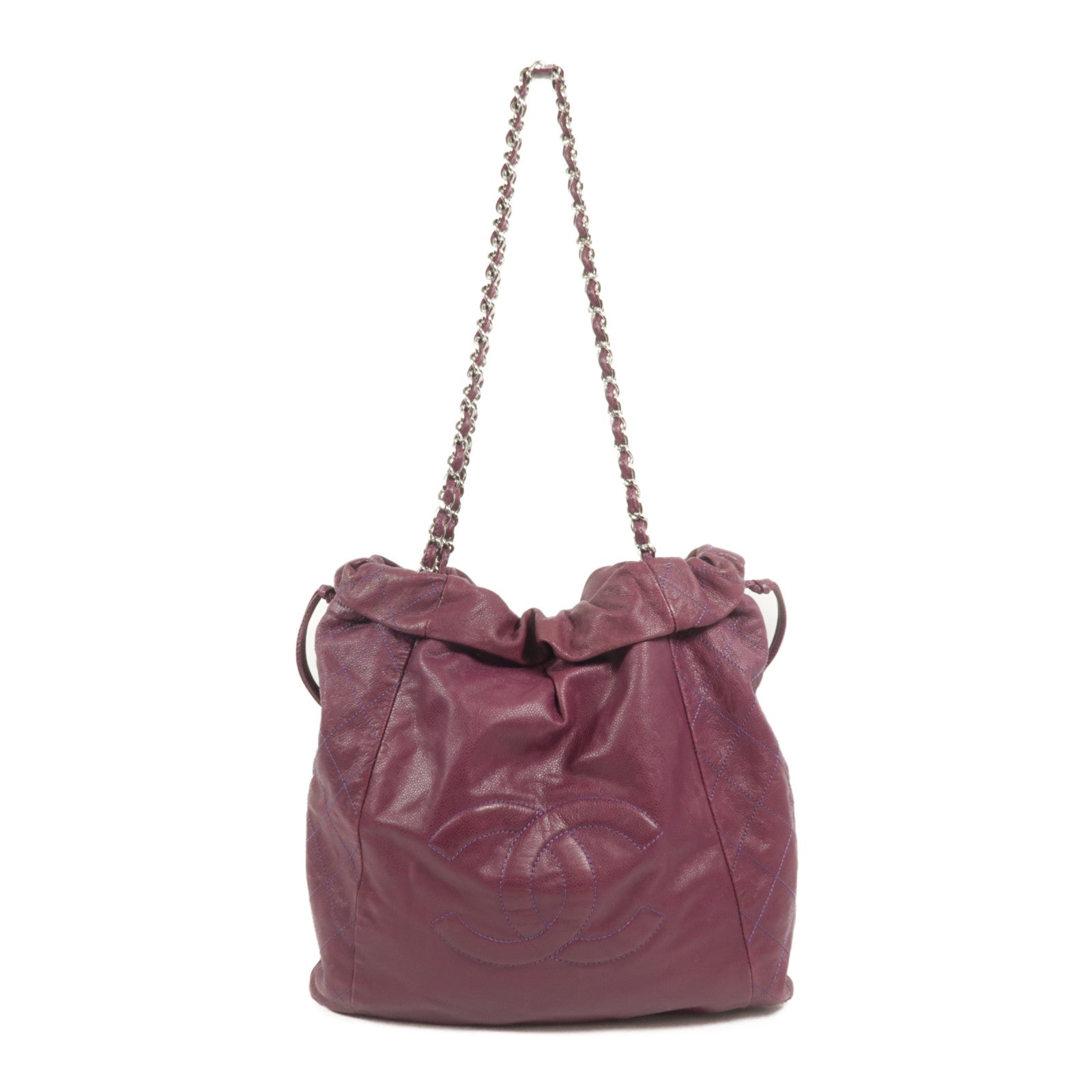 CHANEL 牛皮皮革Caviar 31 Drawstring Tote鏈帶肩背袋