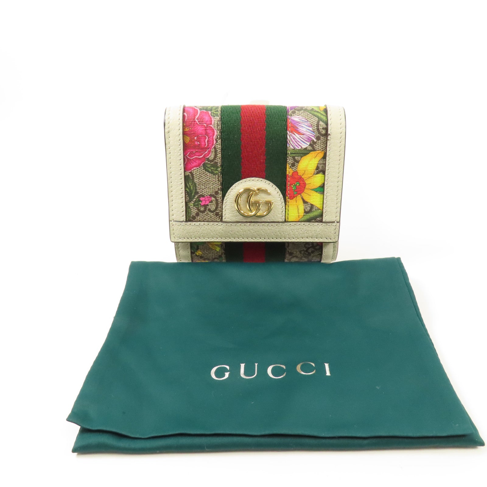 GUCCI GG GHW Wallet Bi-Fold Wallet PVC Coated Canvas 598662 White/Multicolor