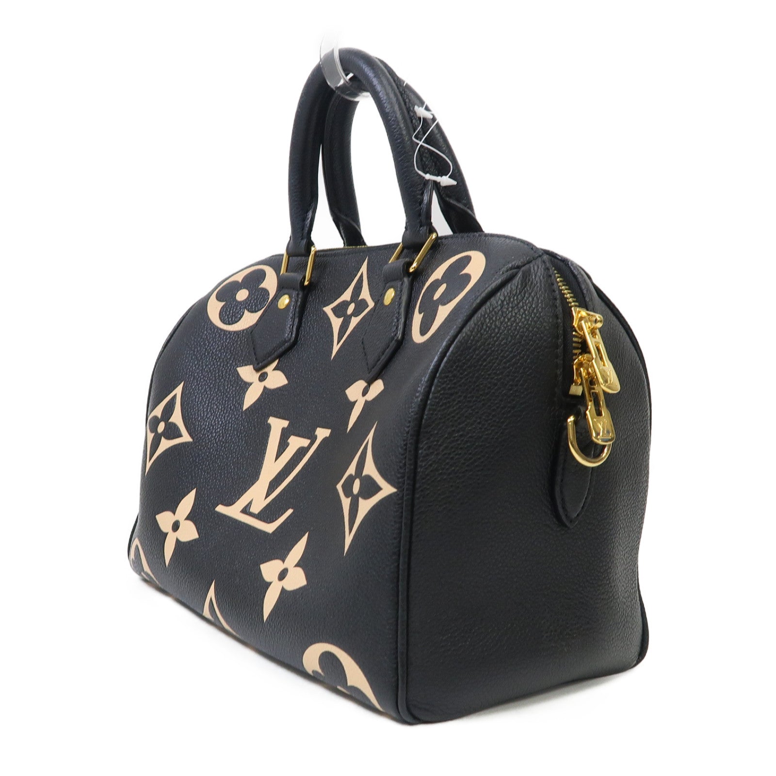 LOUIS VUITTON Monogram Empreinte Speedy Bandouliere 25金扣手挽肩背兩用袋黑色