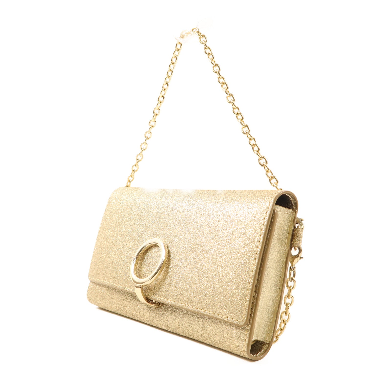 ANTEPRIMA GHW 2 Way Phone Holder Bag Calfskin Leather Gold