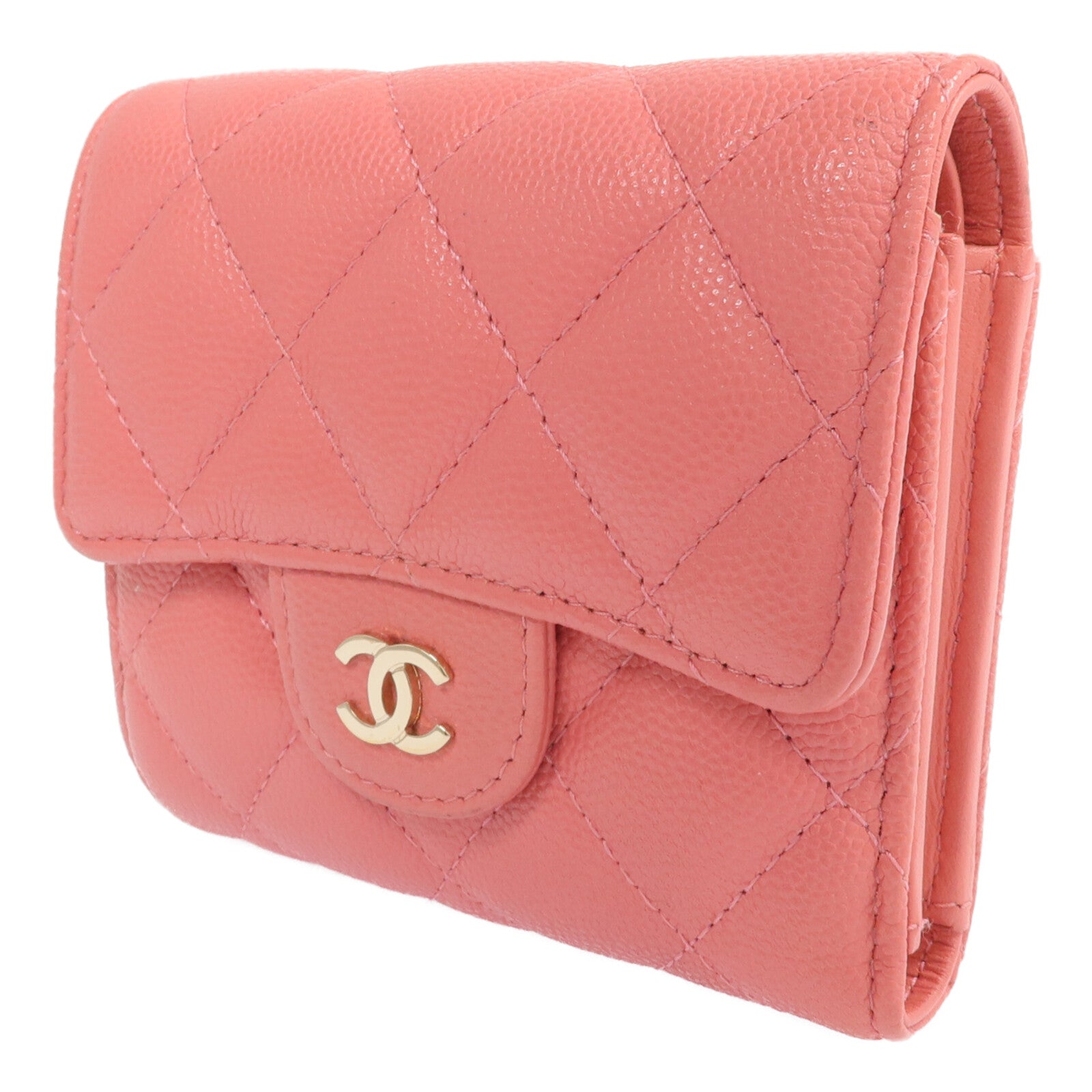 CHANEL 【激減優惠】牛皮皮革Wallet金扣錢包