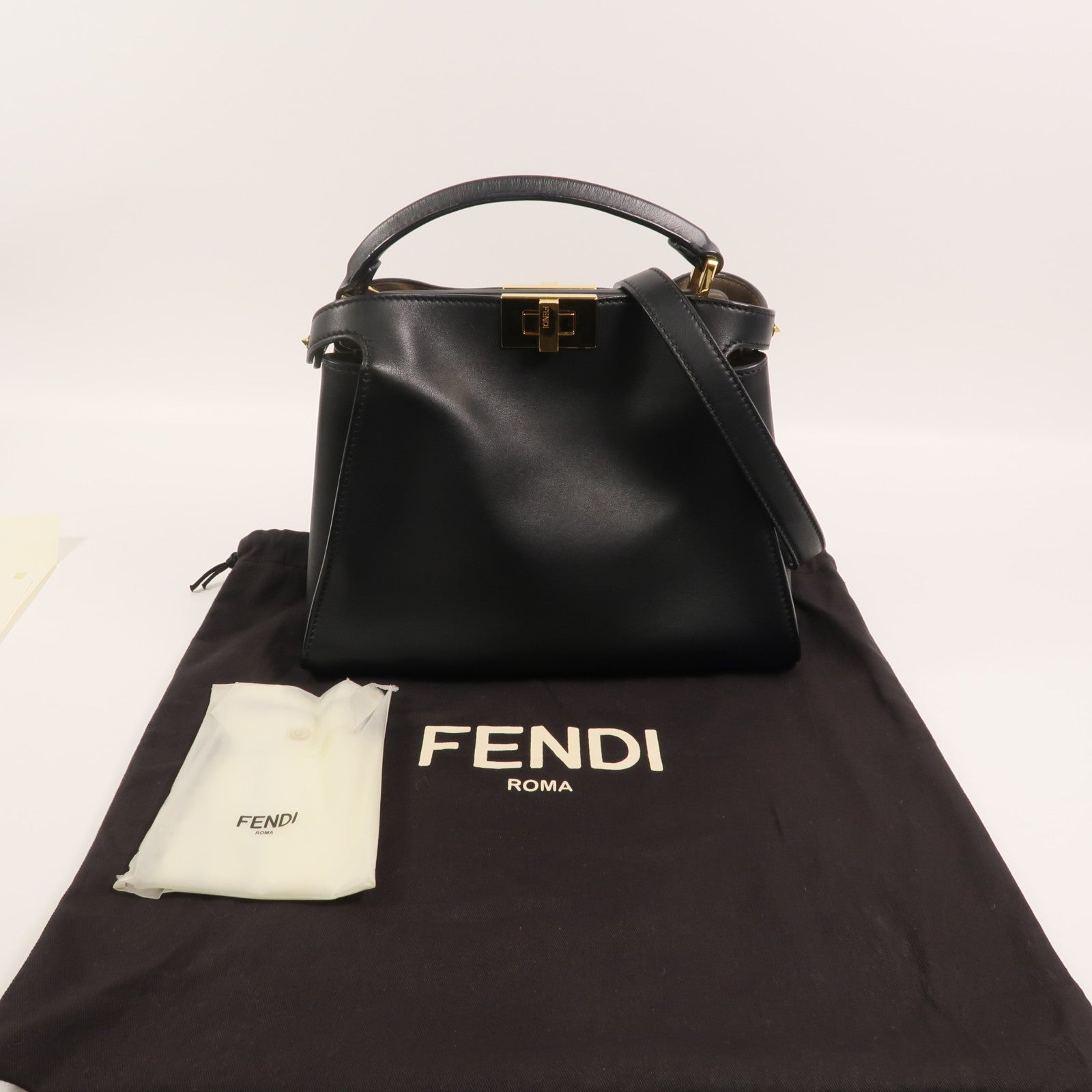 FENDI 牛皮皮革Peekaboo Small手挽肩背兩用袋