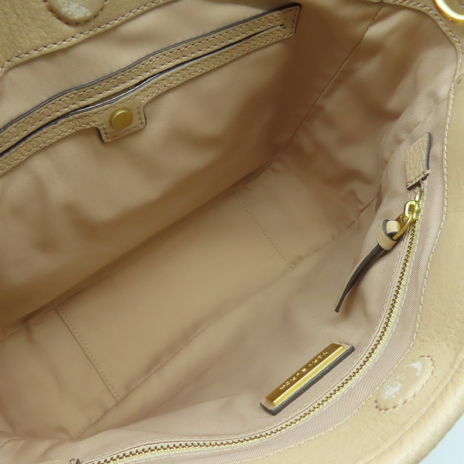 Tory Burch 【激減優惠】牛皮皮革2 Way Shoulder Bag金扣手挽肩背兩用袋米色