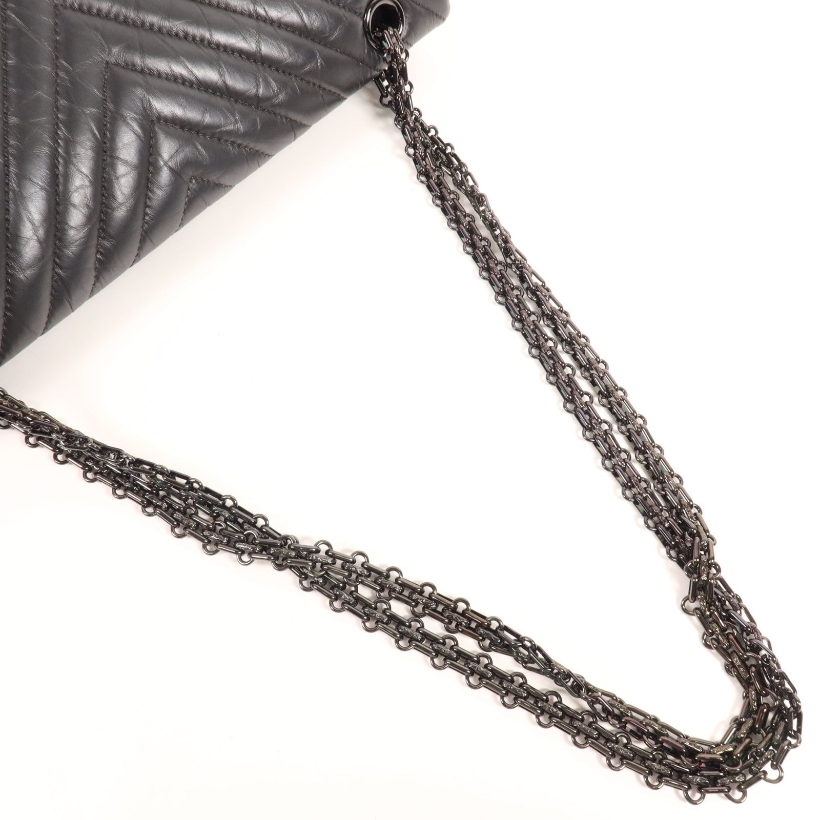 CHANEL 牛皮皮革Mini 2.55 So Black鏈帶肩背袋