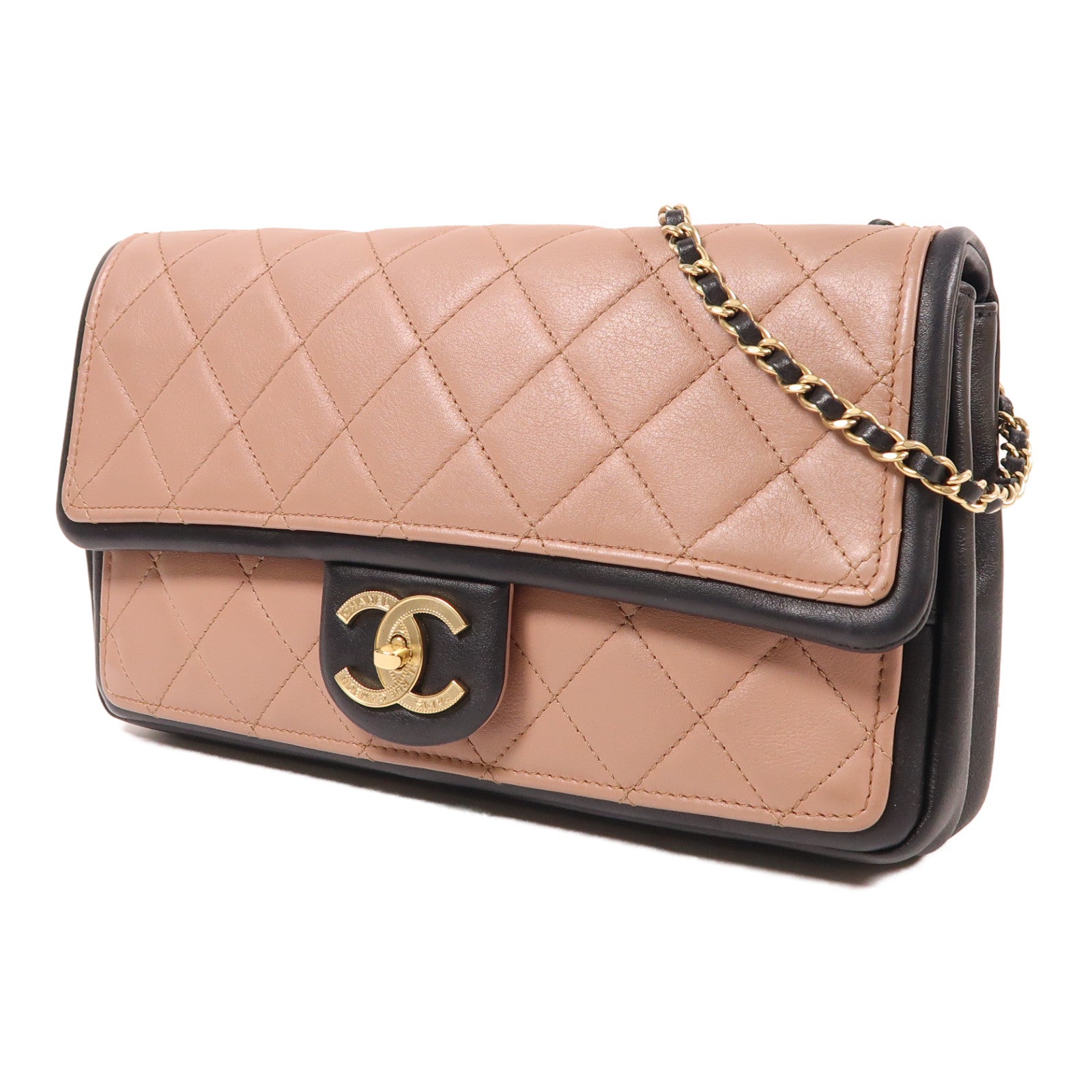 CHANEL CC GHW Chain Shoulder Bag Calfskin Leather