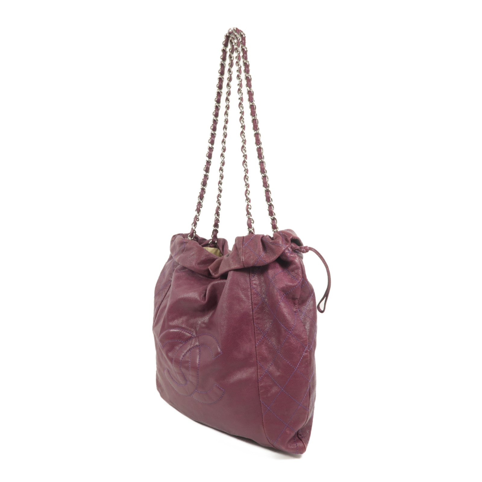 CHANEL 牛皮皮革Caviar 31 Drawstring Tote鏈帶肩背袋