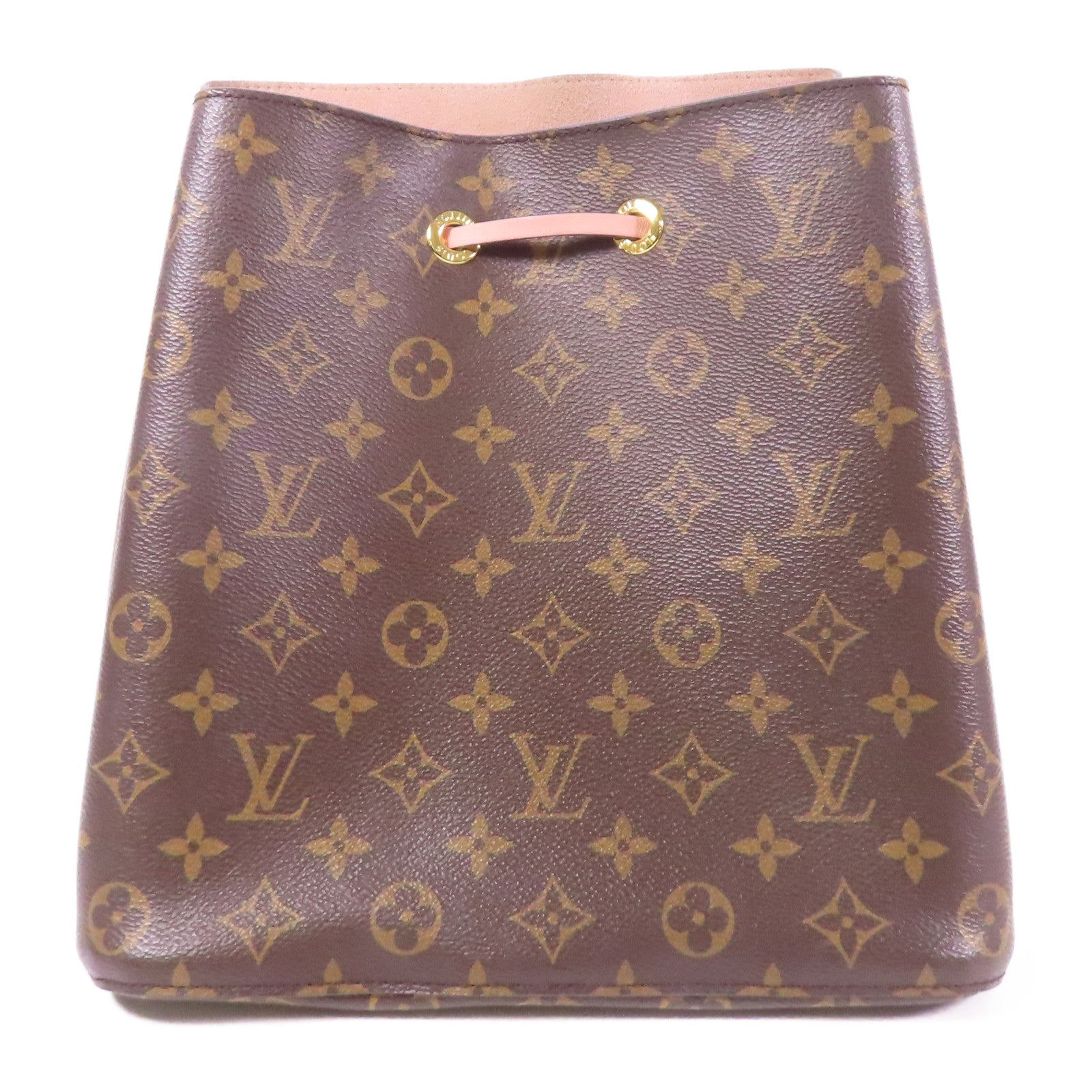 LOUIS VUITTON Monogram Neo Noe金扣肩背袋棕色/粉紅色