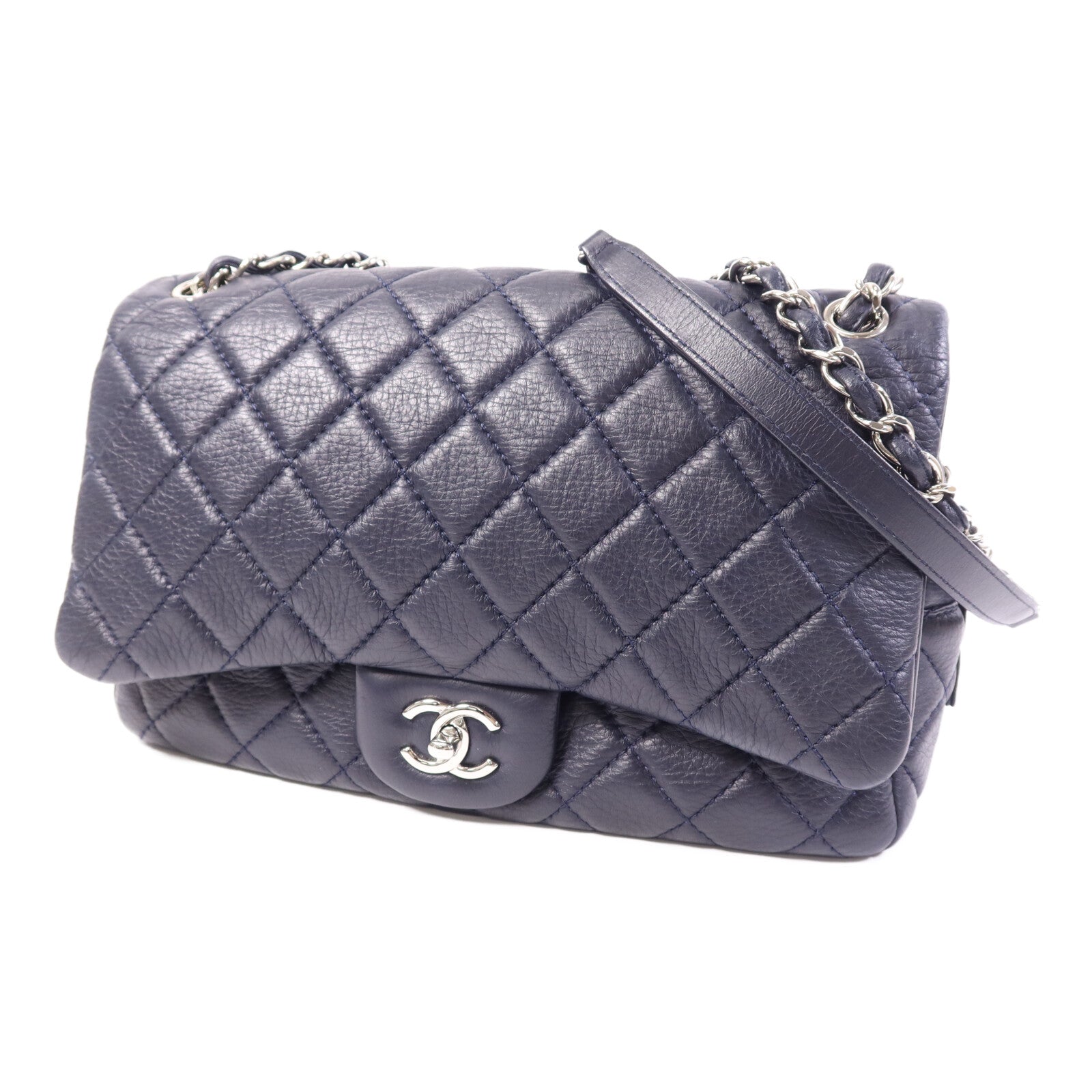 CHANEL 牛皮皮革Shoulder Bag銀扣鏈帶肩背袋