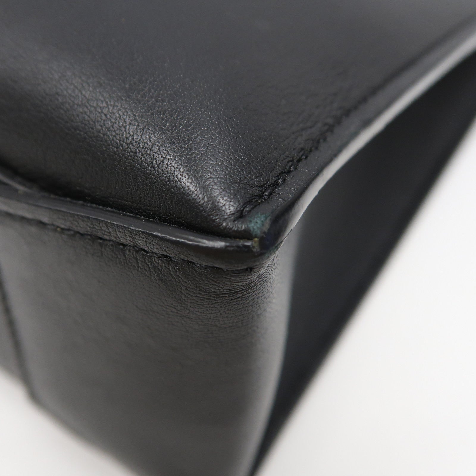 LOEWE 牛皮皮革Buckle Horizontal Tote銀扣肩背袋黑色