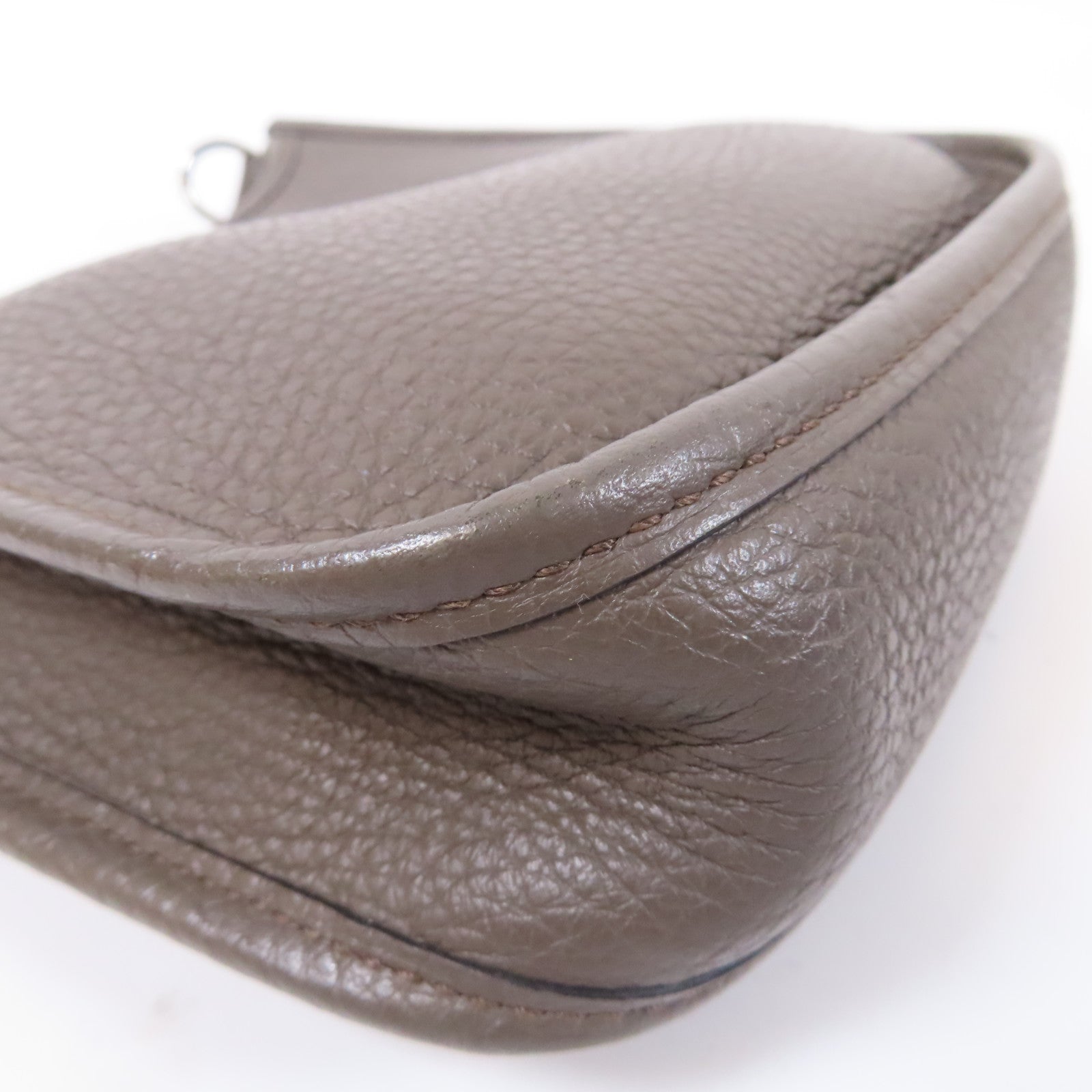 HERMES Clemence皮革Evelyne TPM銀扣肩背袋Etain/錫灰色