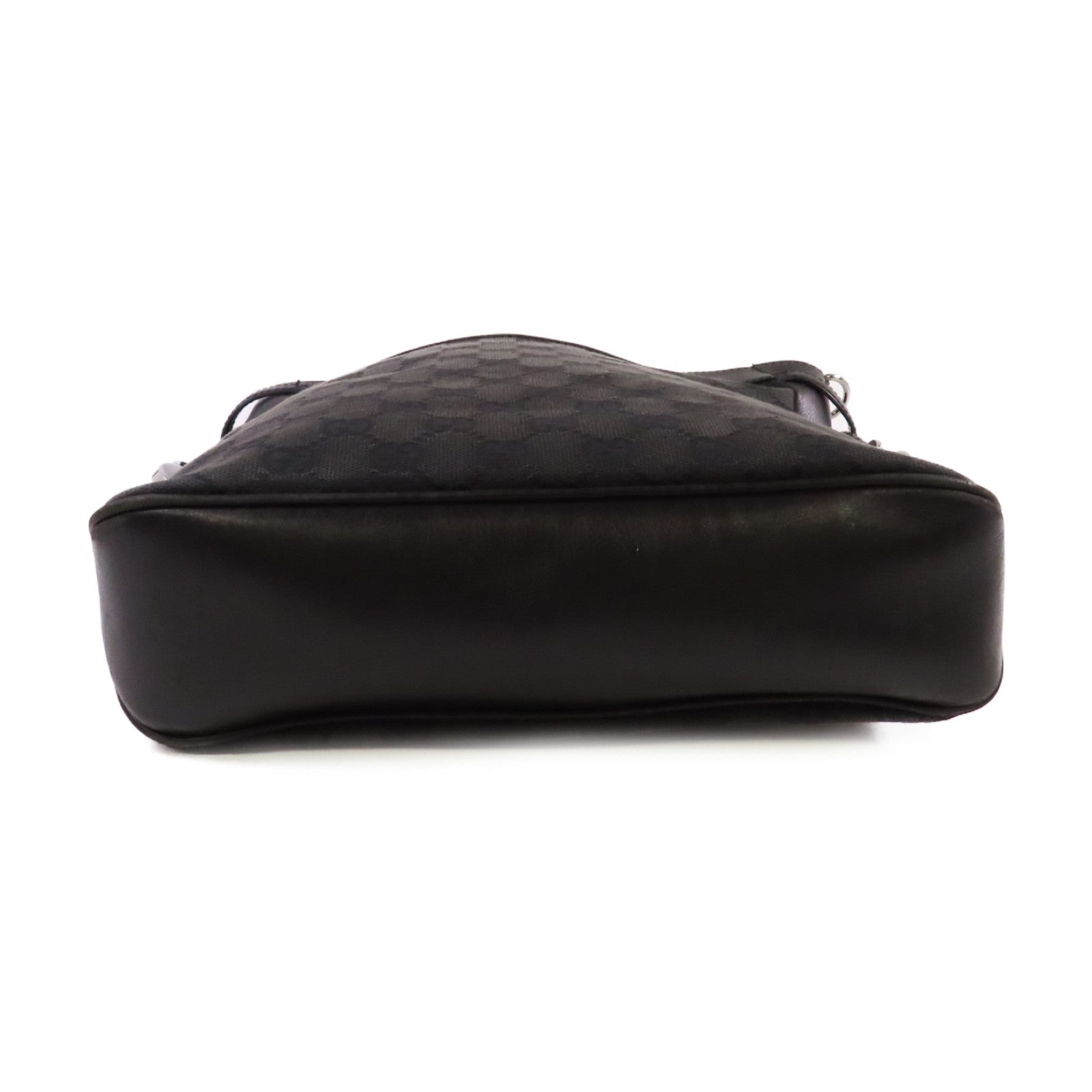 GUCCI 【激減優惠】GG帆布Shoulder Bag銀扣肩背袋黑色