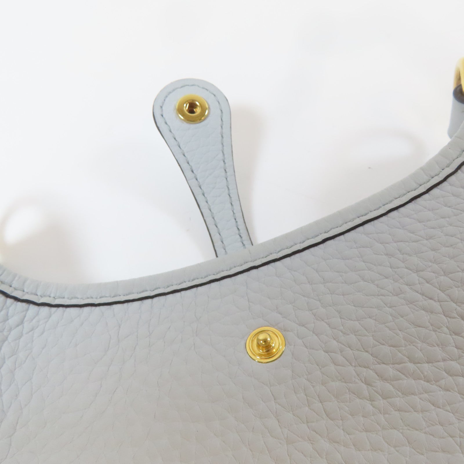HERMES Clemence皮革Evelyne TPM金扣肩背袋Bleu Azur/藍色