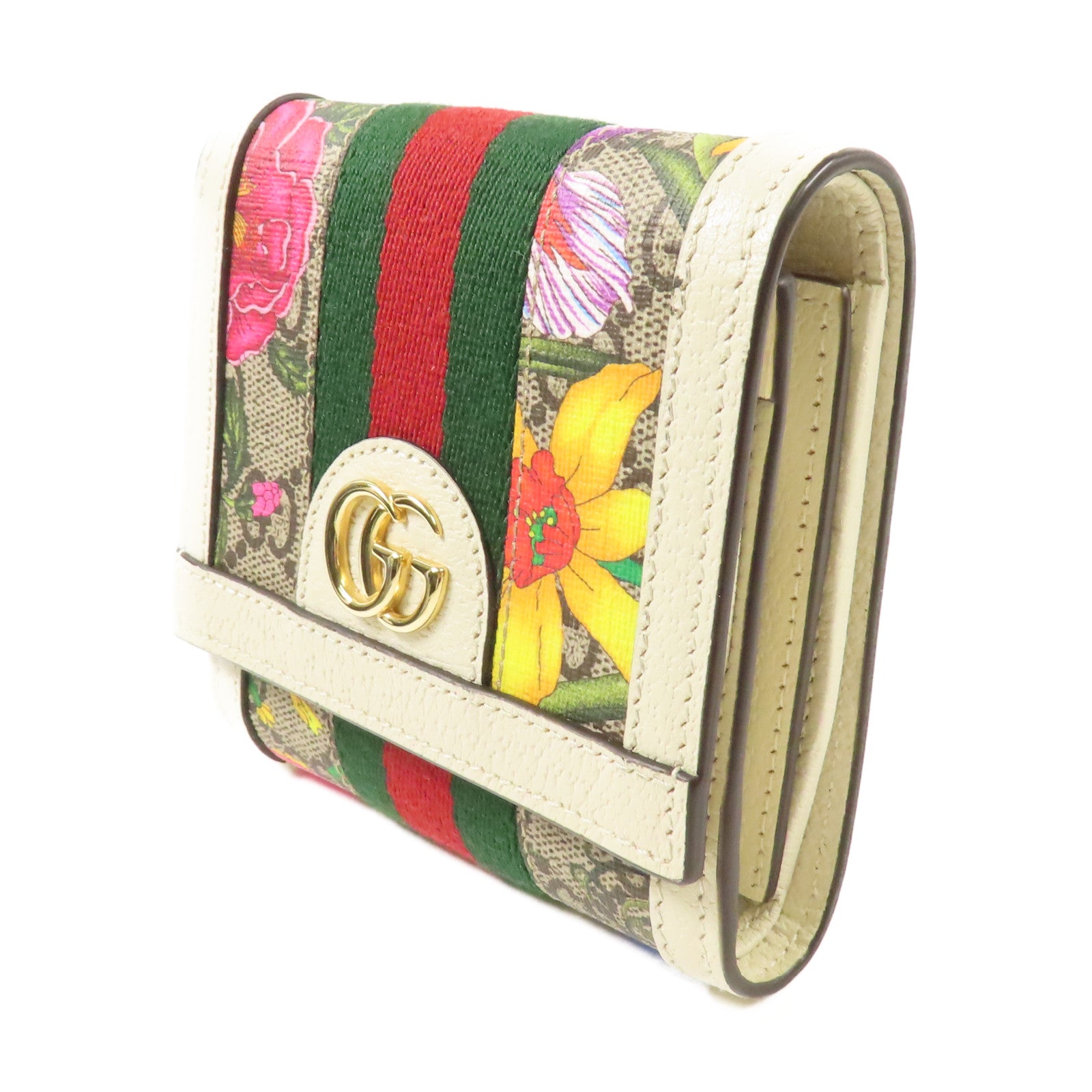 GUCCI GG GHW Wallet Bi-Fold Wallet PVC Coated Canvas 598662 White/Multicolor