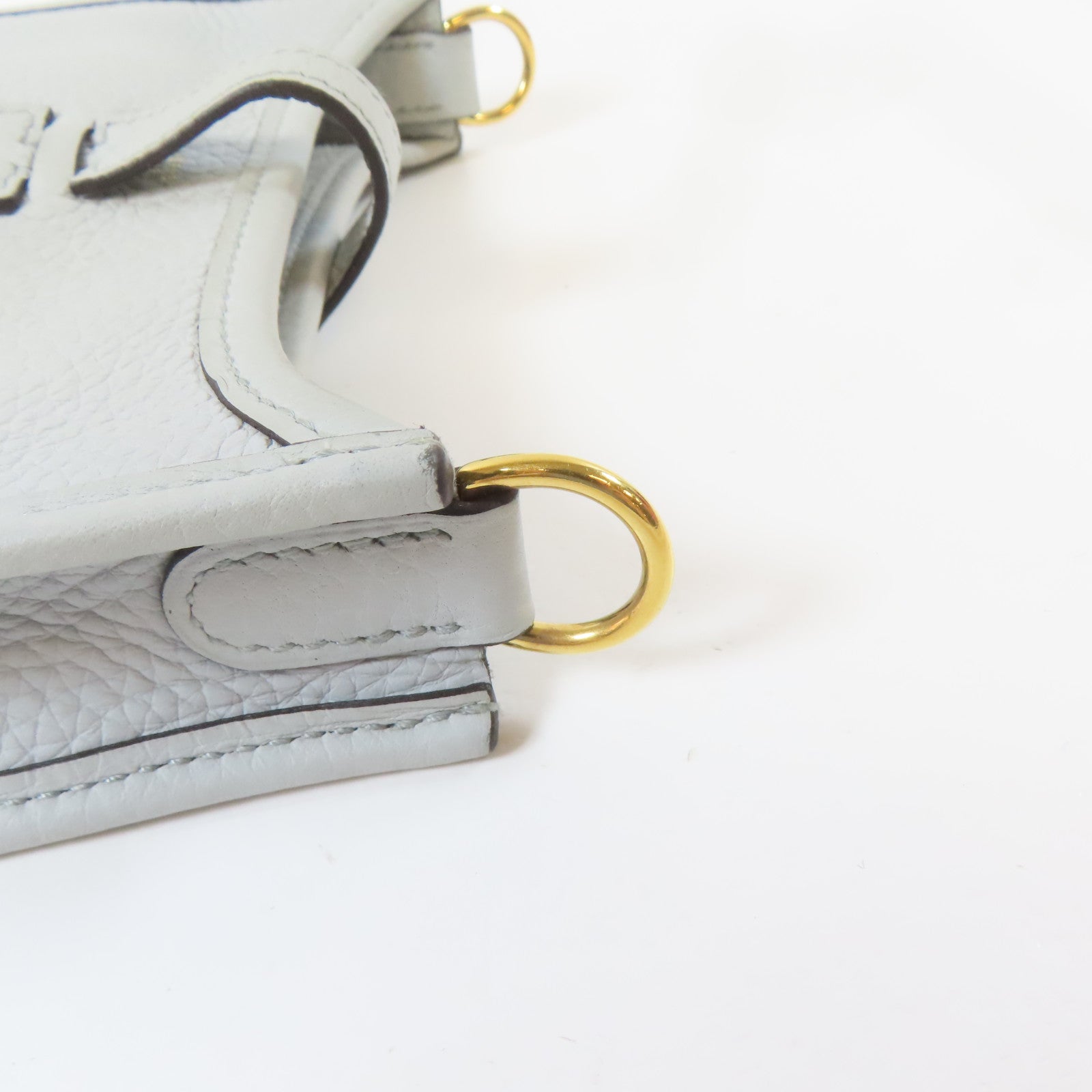 HERMES Clemence皮革Evelyne TPM金扣肩背袋Bleu Azur/藍色