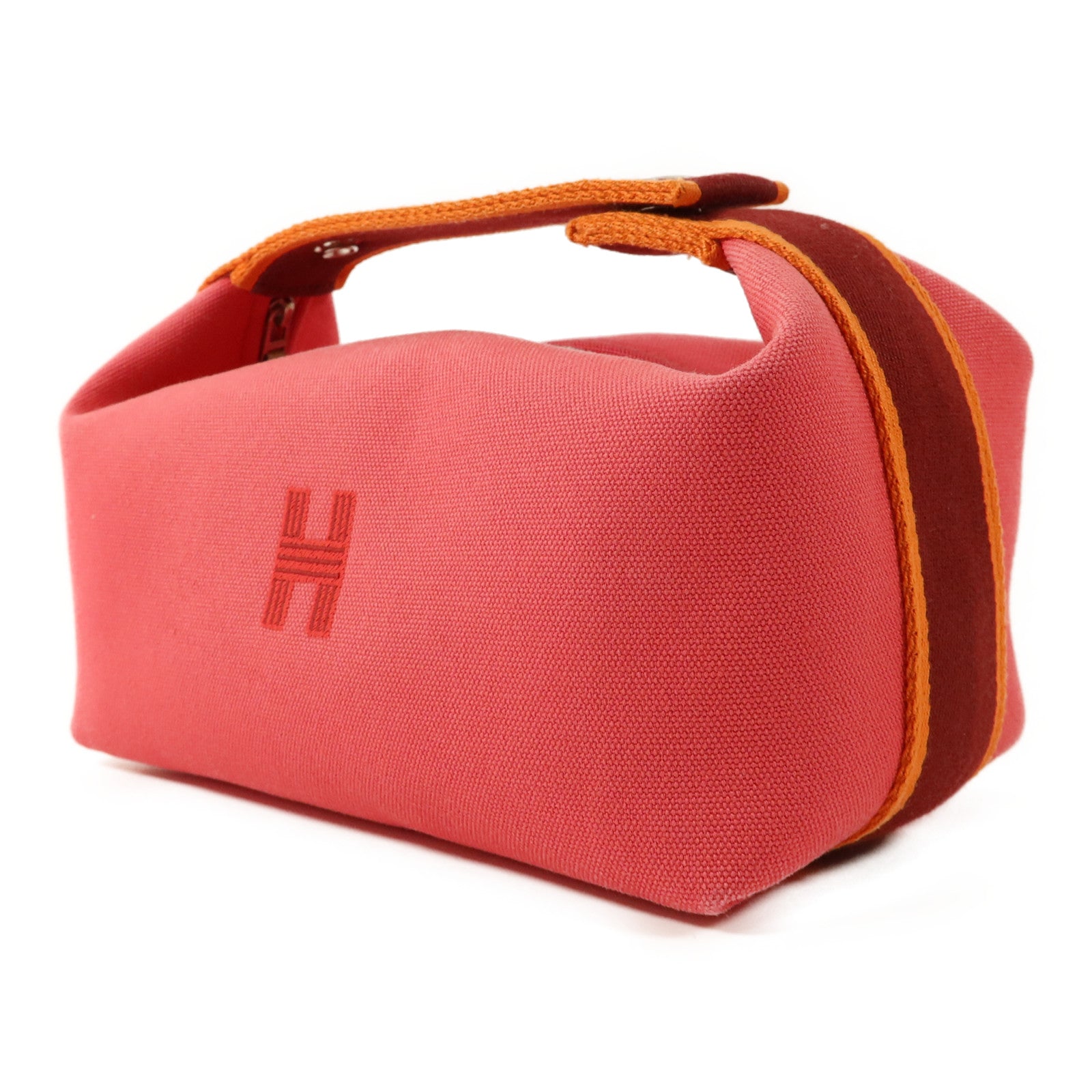 HERMES 帆布Bride-a-Brac Case PM銀扣手挽袋Hibiscus