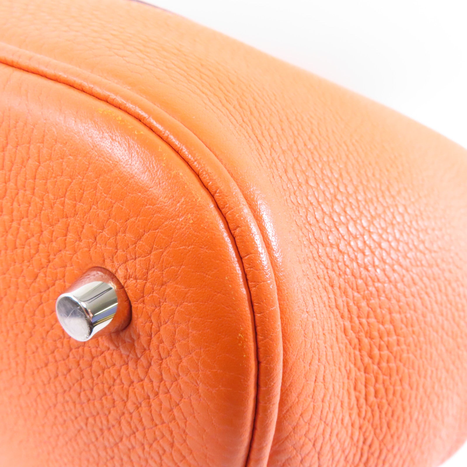 HERMES Clemence皮革Picotin GM銀扣手挽袋Orange橙色