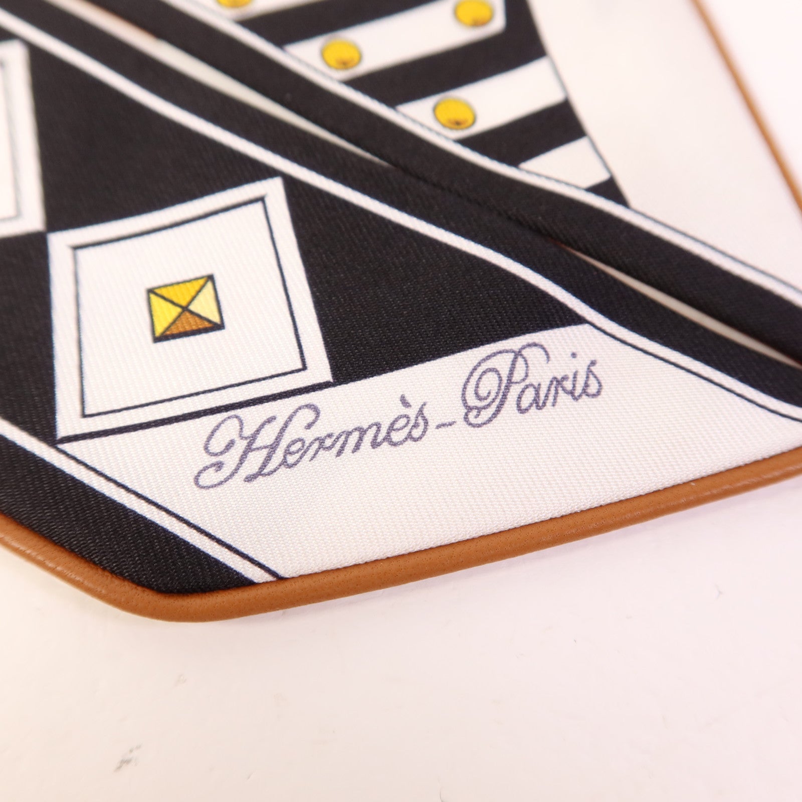 HERMES 絲質/皮革Twilly絲巾