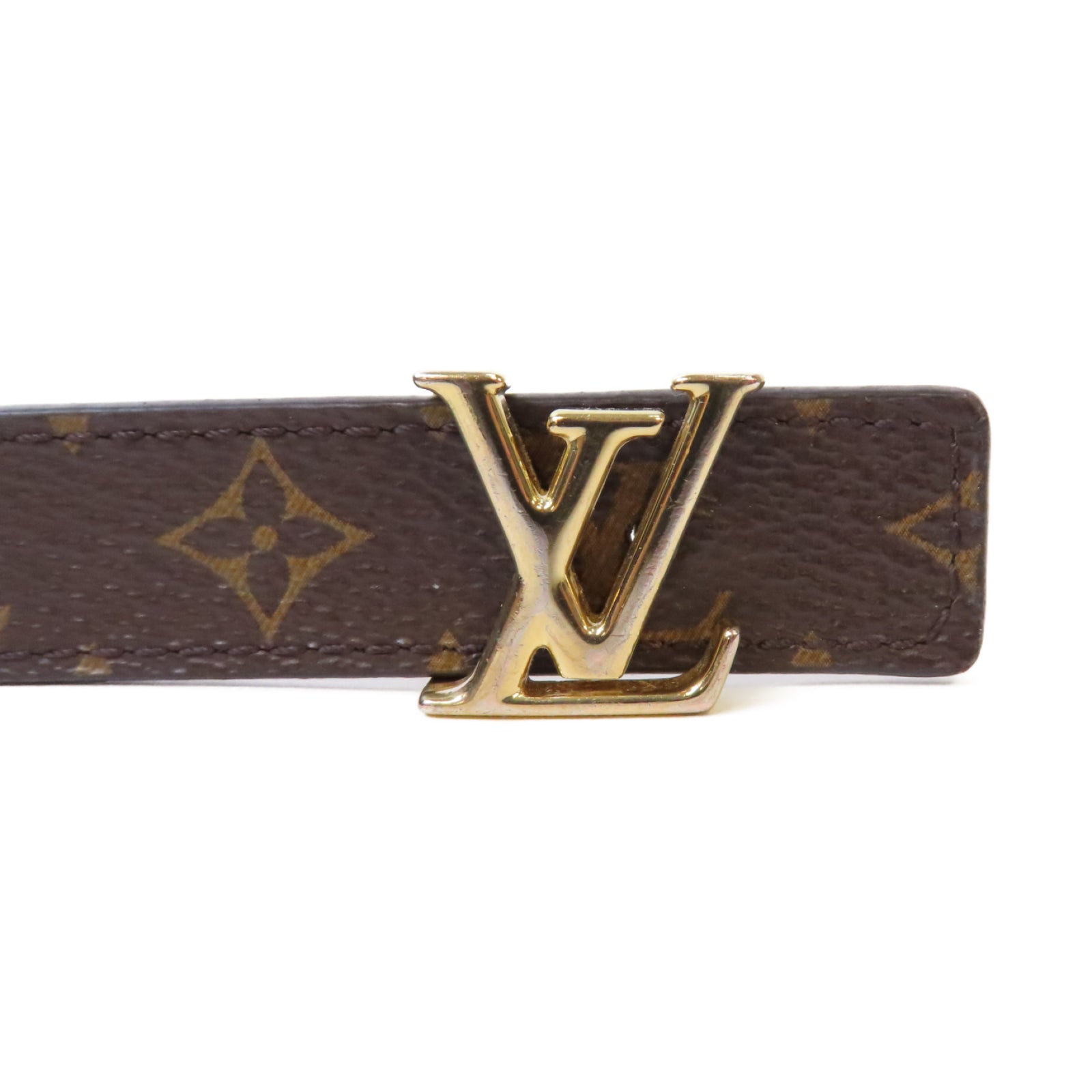 LOUIS VUITTON Monogram Belt金扣皮帶啡色