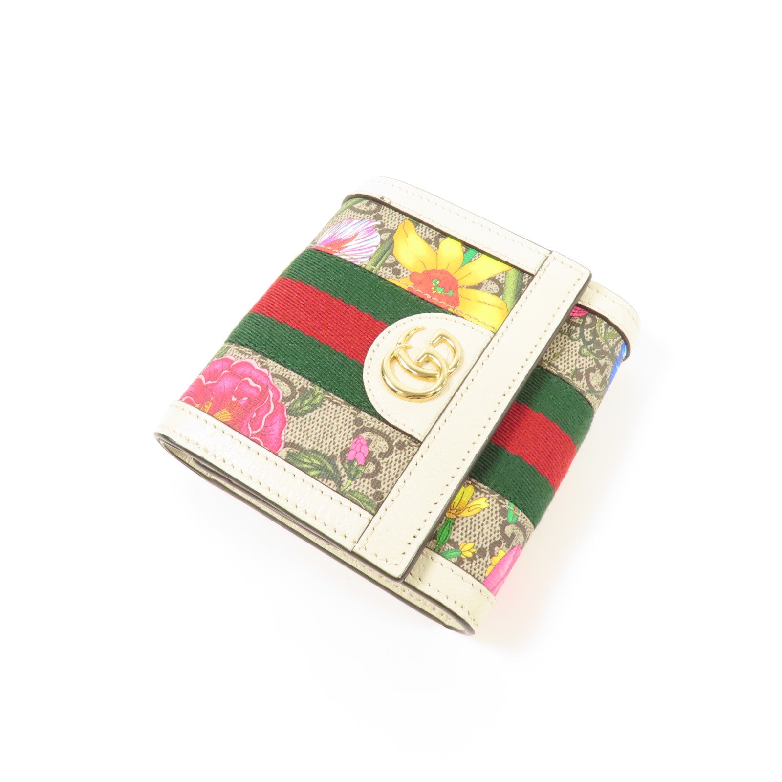 GUCCI GG GHW Wallet Bi-Fold Wallet PVC Coated Canvas 598662 White/Multicolor