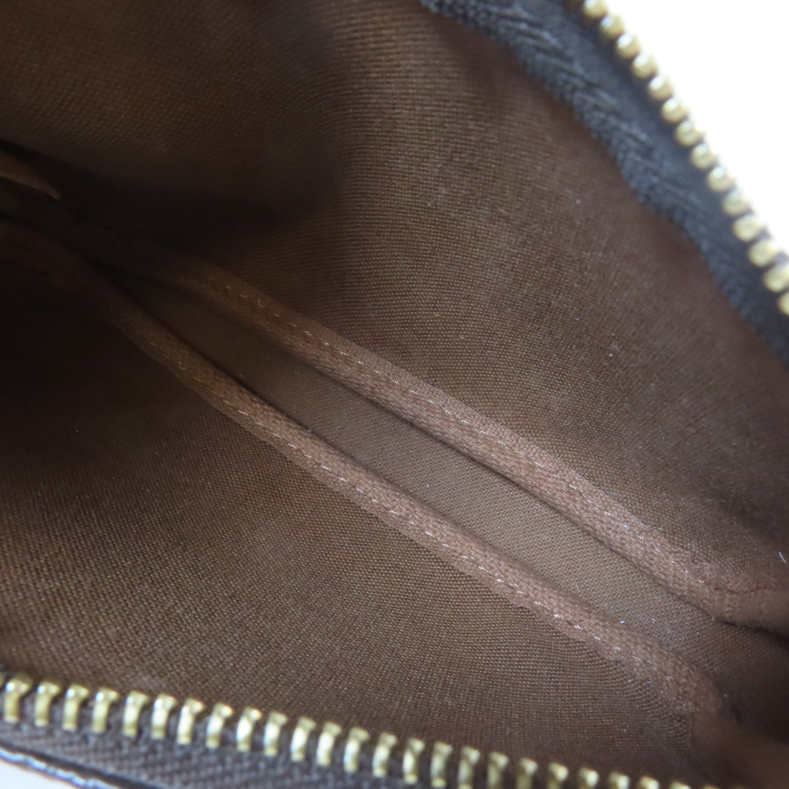 LOUIS VUITTON Monogram Mini Pochette Accessoires金扣鏈帶手拿包啡色