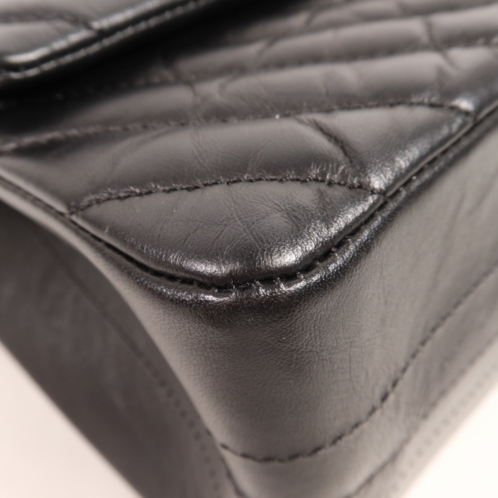 CHANEL 牛皮皮革Mini 2.55 So Black鏈帶肩背袋