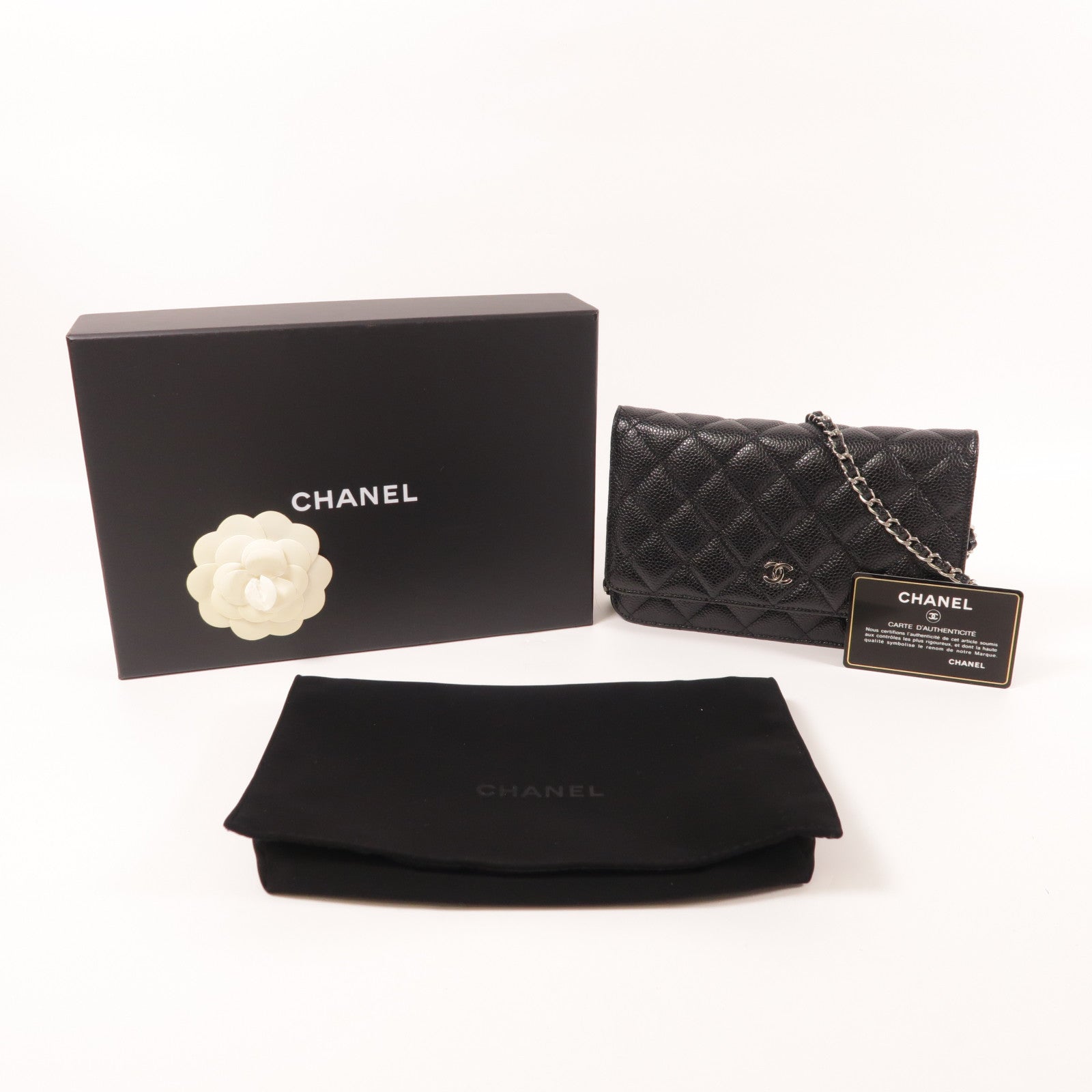 CHANEL 牛皮皮革Wallet On Chain銀扣鏈帶肩背袋