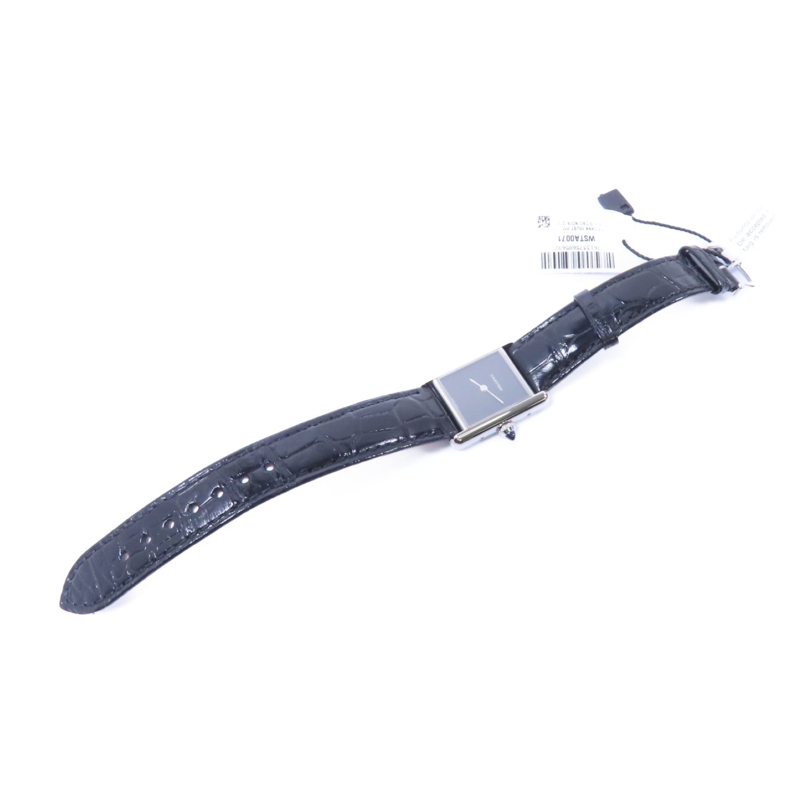 CARTIER Tank Must De Cartier不鏽鋼/鱷魚皮革帶手錶石英機芯黑色