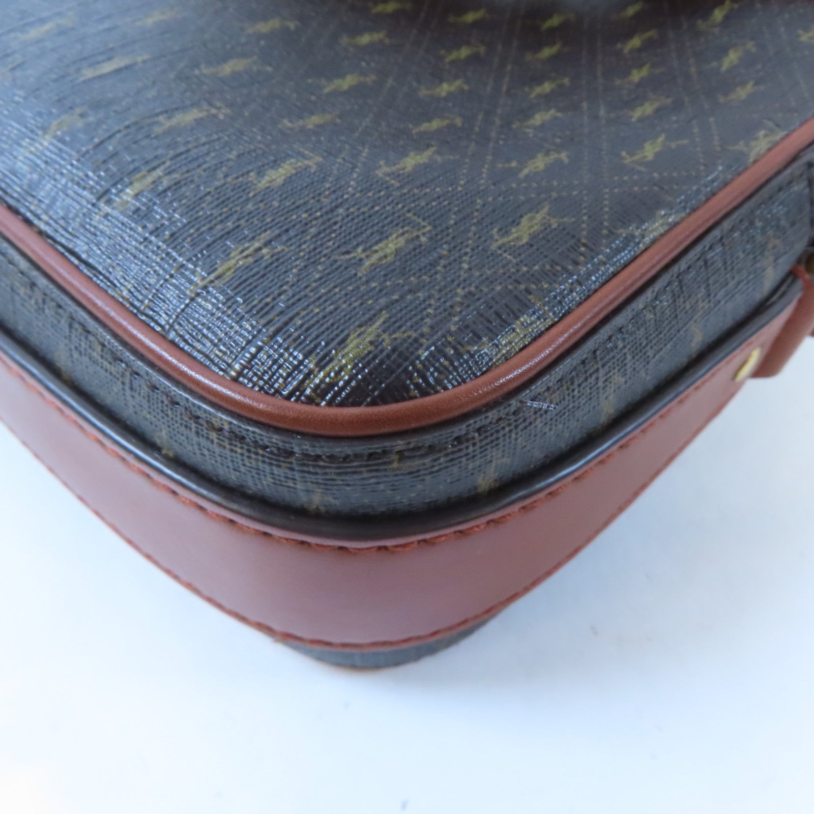 SAINT LAURENT 塗層帆布Camera Bag金扣肩背袋啡色