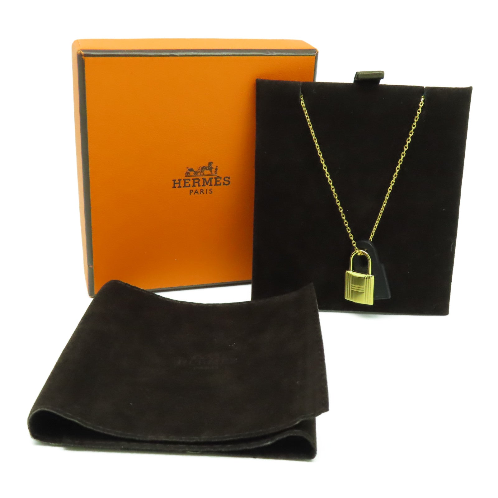 HERMES 金屬O'Kelly Necklace金扣項鍊金色/黑色