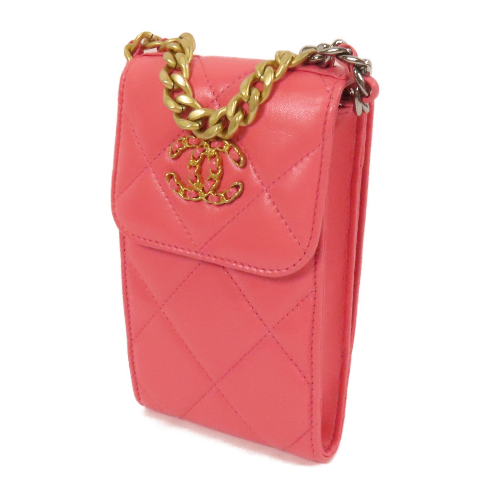 CHANEL 牛皮皮革Chain Shoulder金扣鏈帶肩背袋