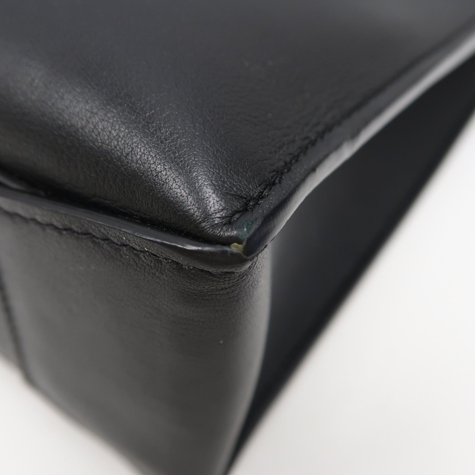 LOEWE 牛皮皮革Buckle Horizontal Tote銀扣肩背袋黑色