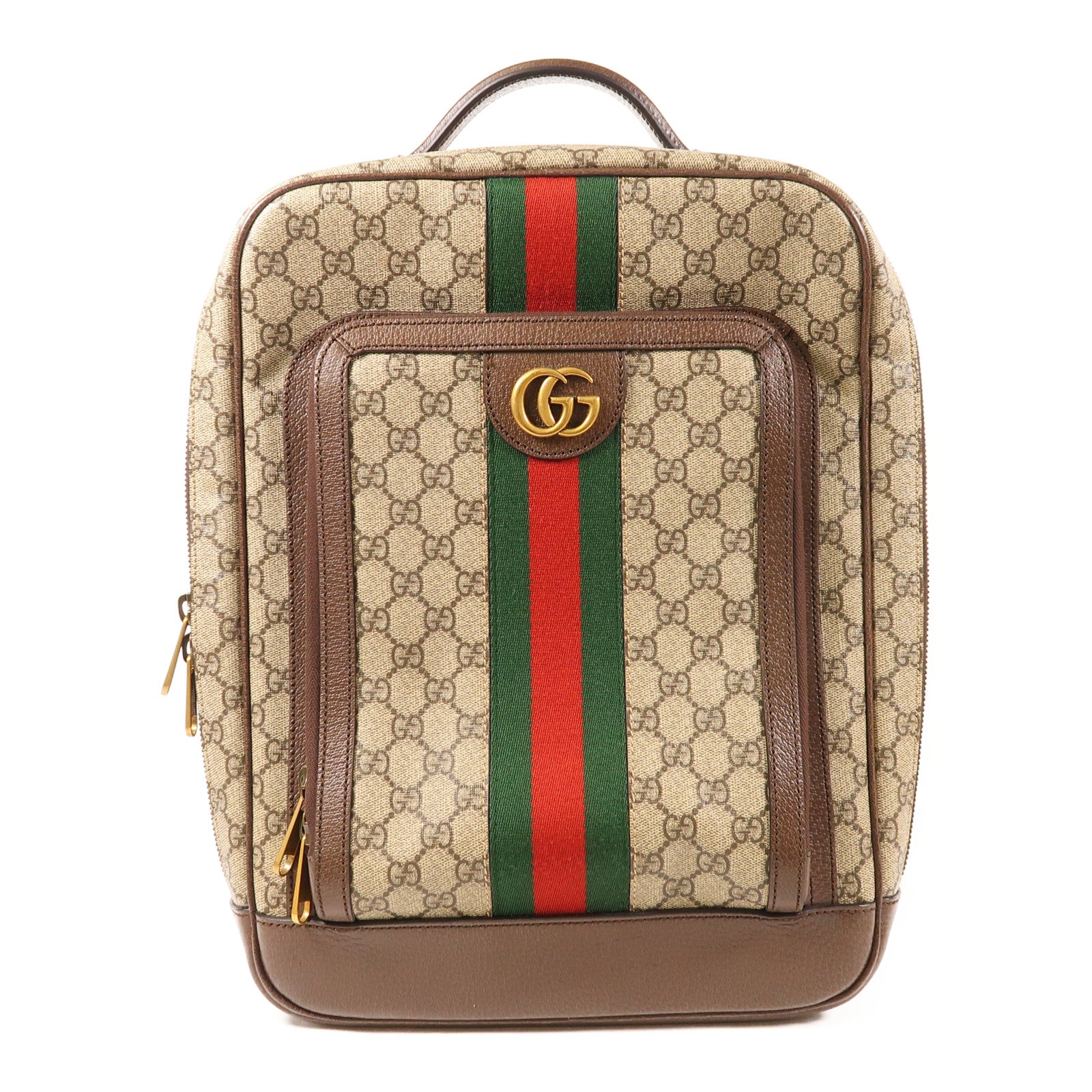 GUCCI GG GHW Ophidia Backpack Bag 745718 Coated Canvas Brown