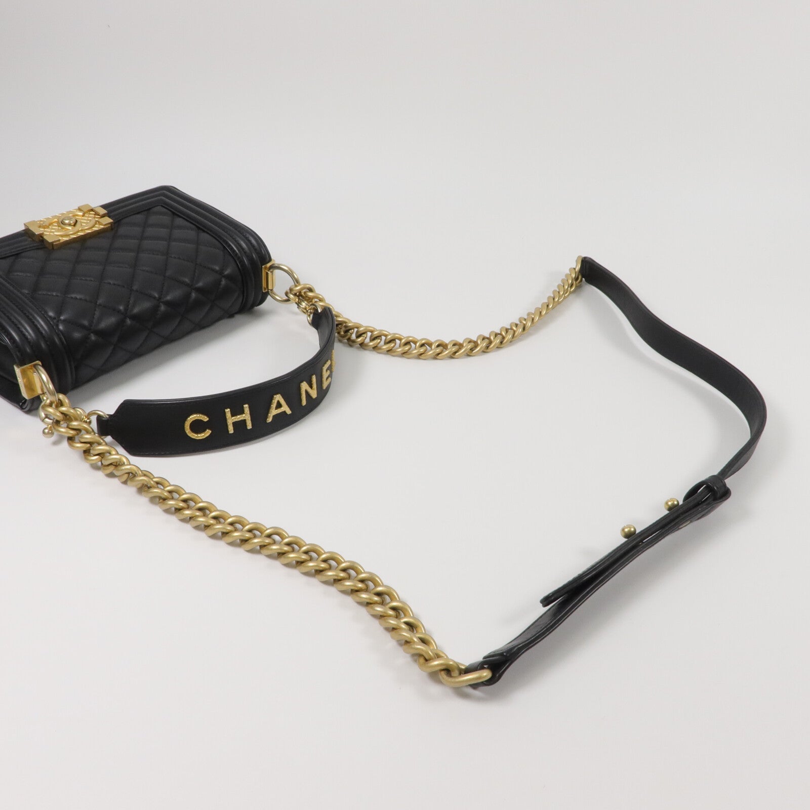 CHANEL 羊皮皮革Boy 20鏈帶手挽肩背兩用袋