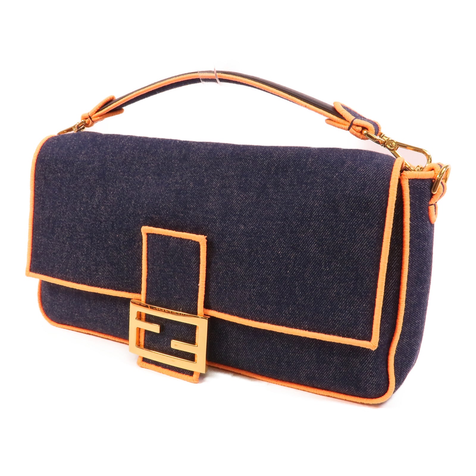 FENDI 牛仔布Baguette Large手挽肩背兩用袋