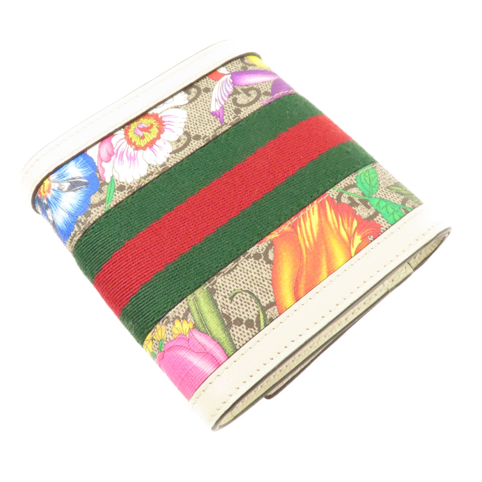 GUCCI GG GHW Wallet Bi-Fold Wallet PVC Coated Canvas 598662 White/Multicolor